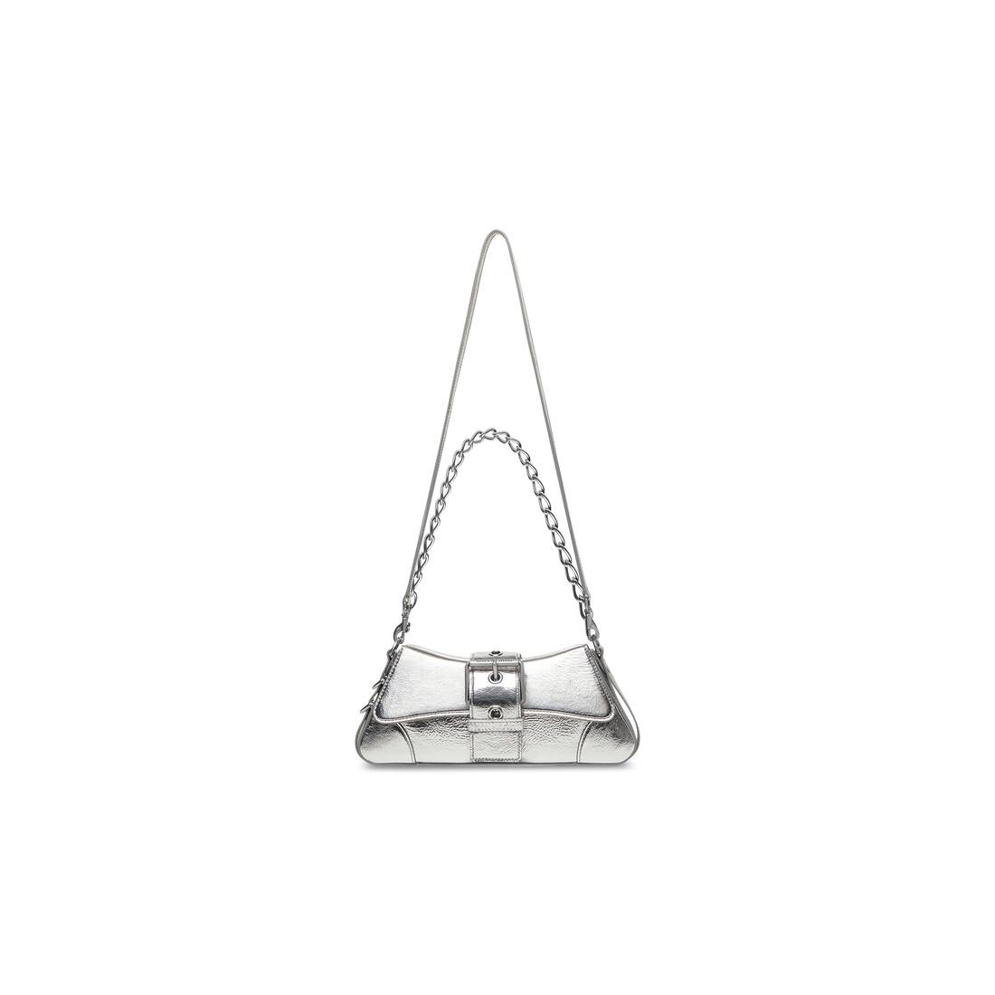 Women's Lindsay Small Shoulder Bag With Strap Pleated Mirror Effect in Silver - 7