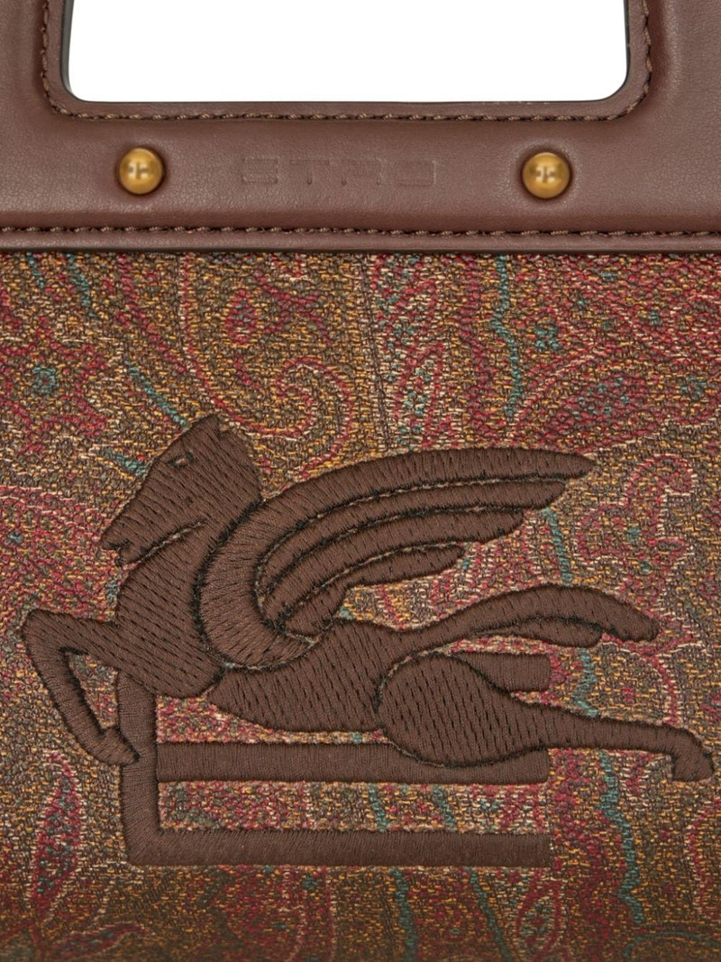 paisley-print leather-trim mini bag 6