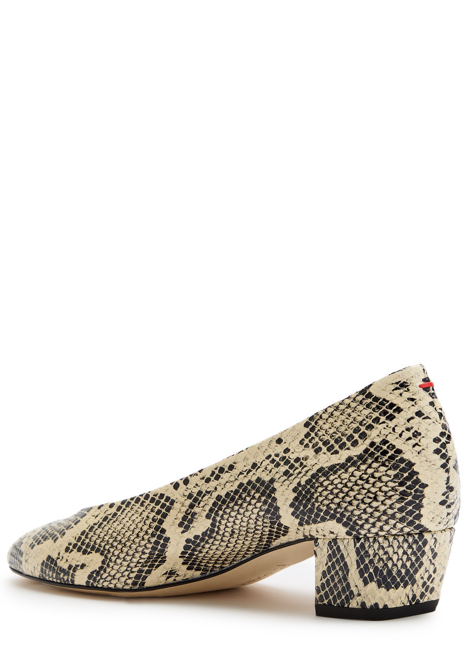 Aeyde Helia 35 Python-effect Leather Pumps - 2