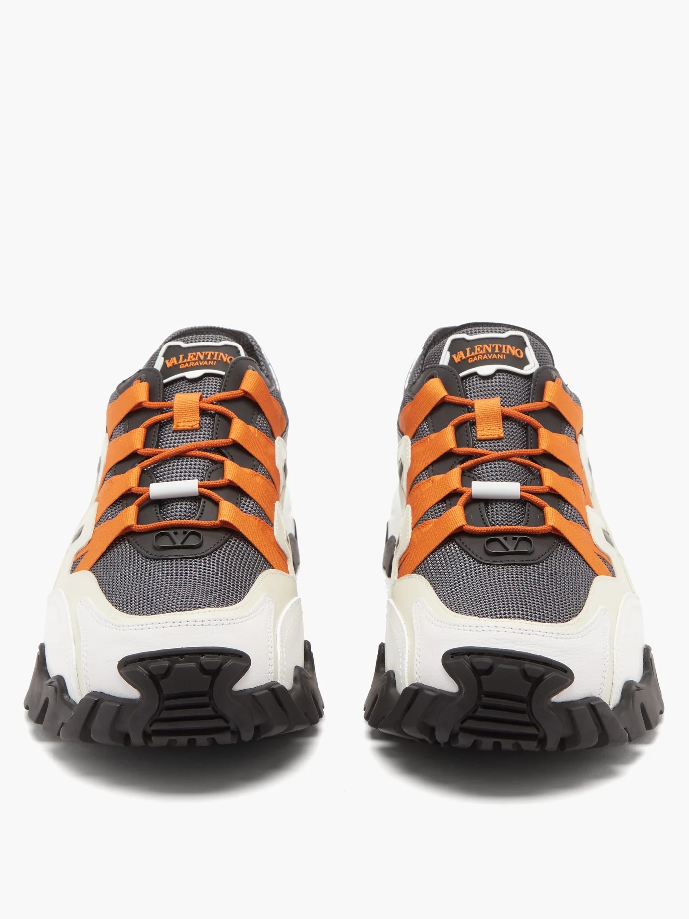 Climbers logo-print leather and mesh trainers - 5