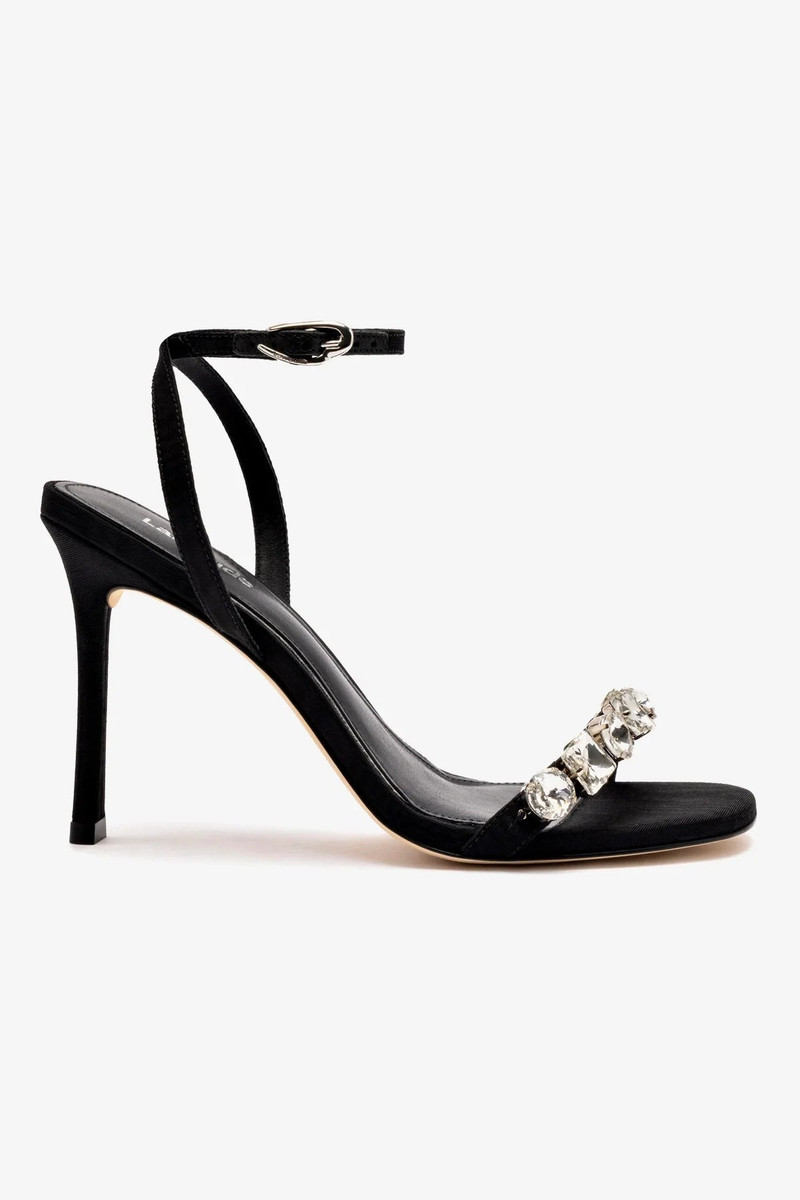 Calypso Sandal In Black Fabric and Crystals 1