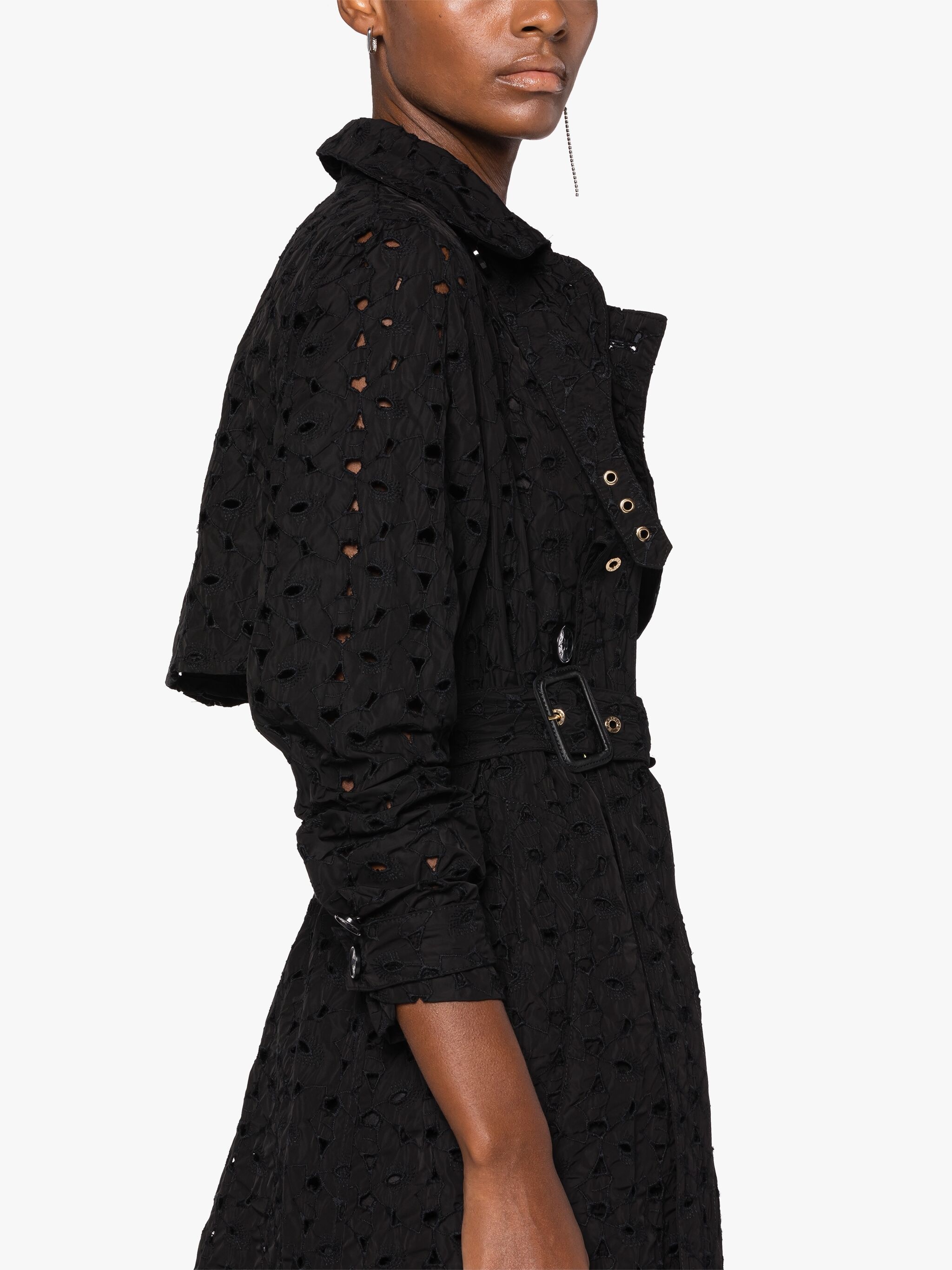 POLLY BLACK EMBROIDERED TRENCH COAT - 5