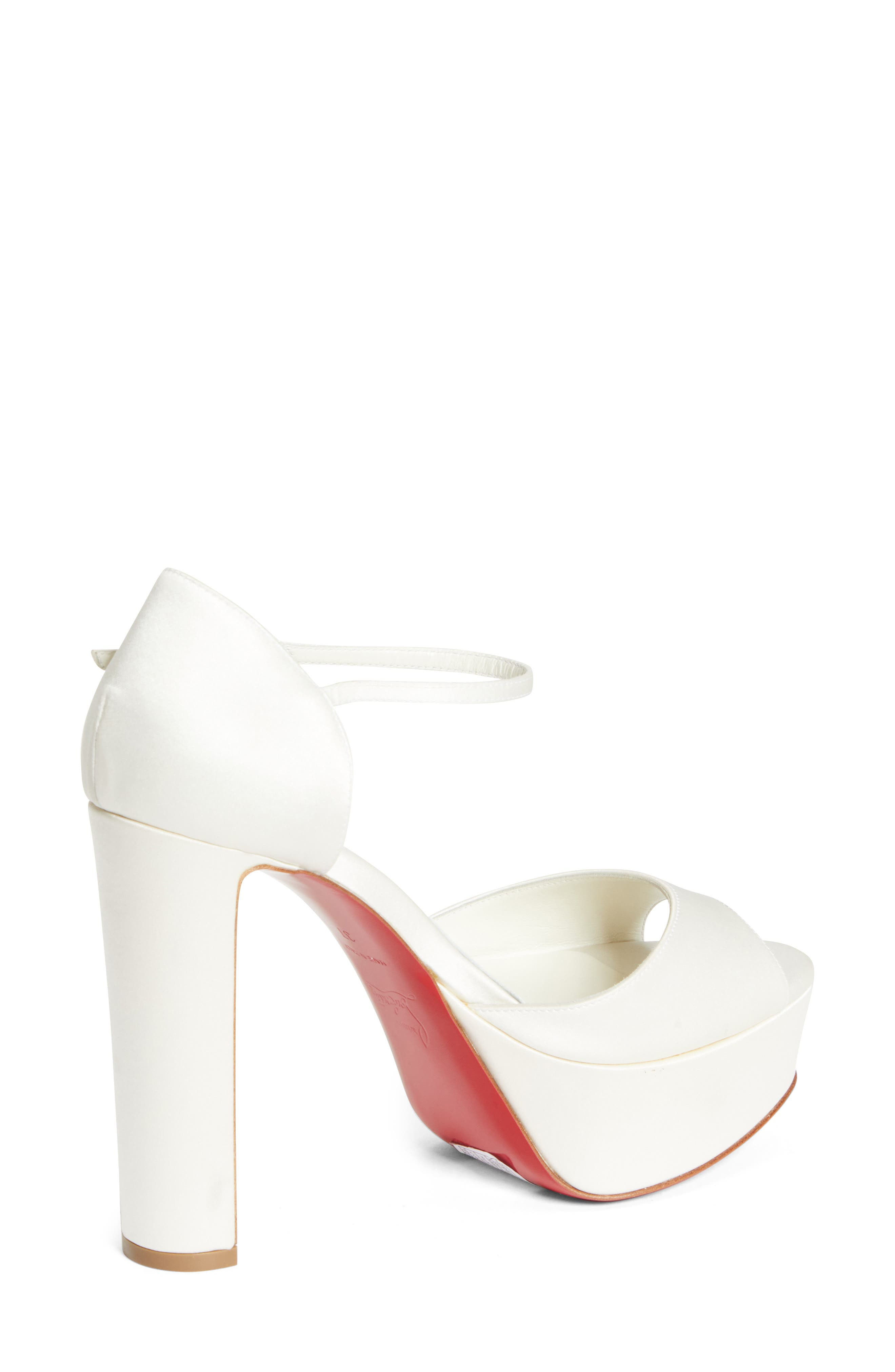 Christian Louboutin Sandaloo Silk Satin Platform Sandal in W446 Ivory/lin Snow at Nordstrom - 2