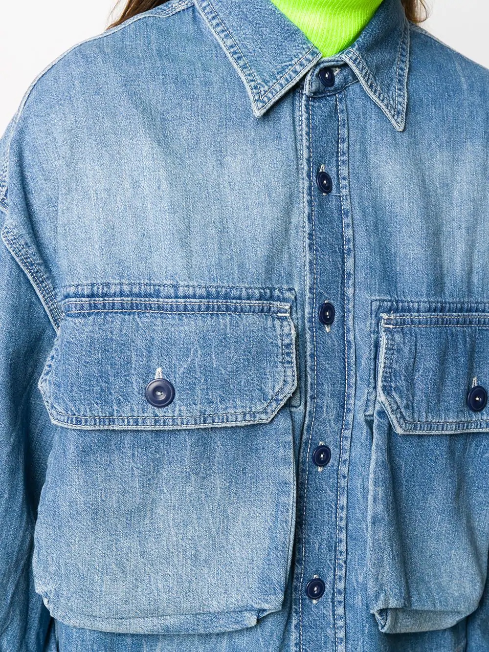 front pockets denim jacket - 5