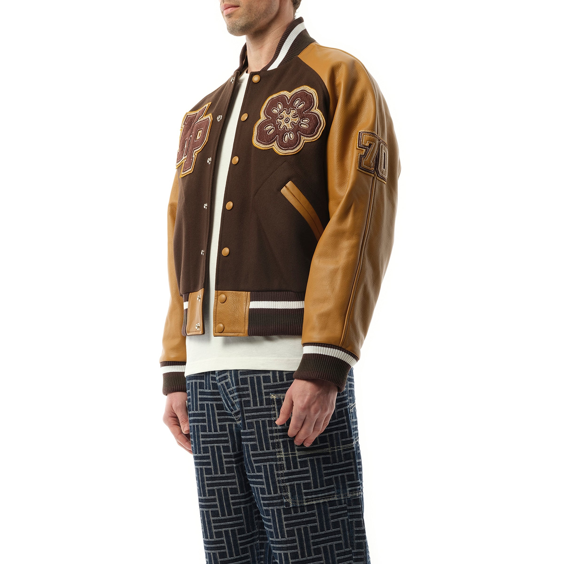 KENZO Boke Flower Varsity Jacket in Dark Brown | marais