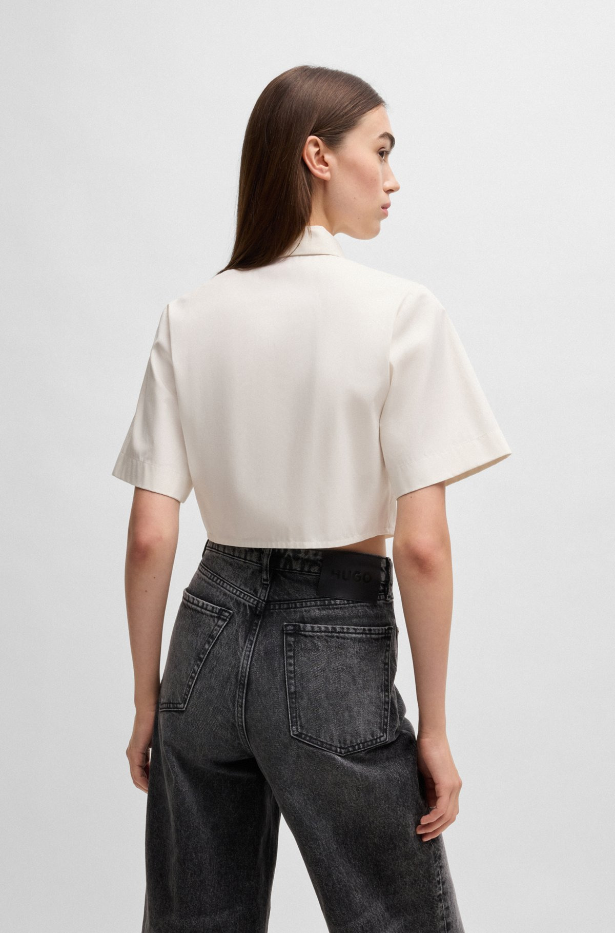 CROPPED BLOUSE IN COTTON TWILL - 5