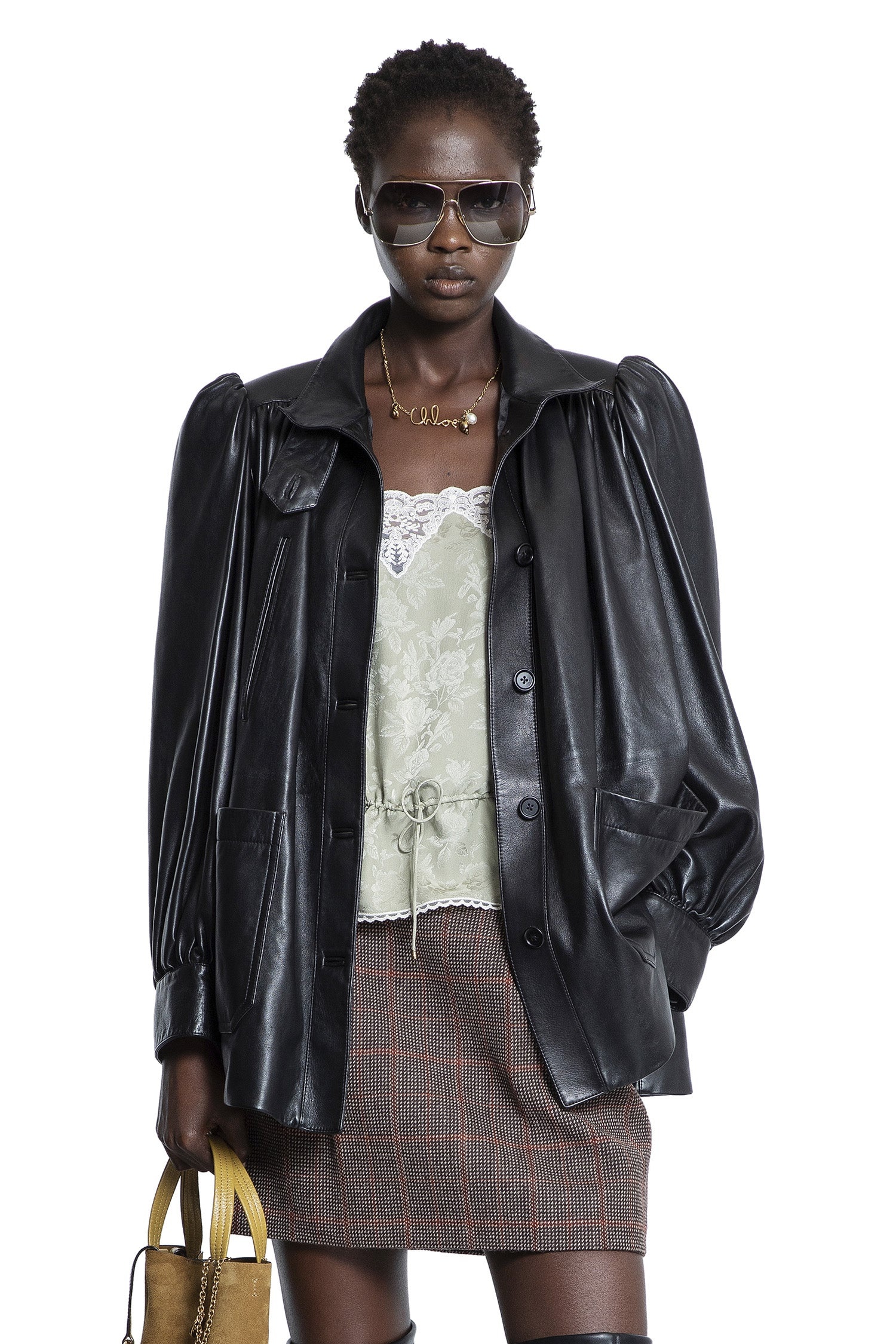 High-Neck-Coat-In-Plonge-Nappa-Leather - 1