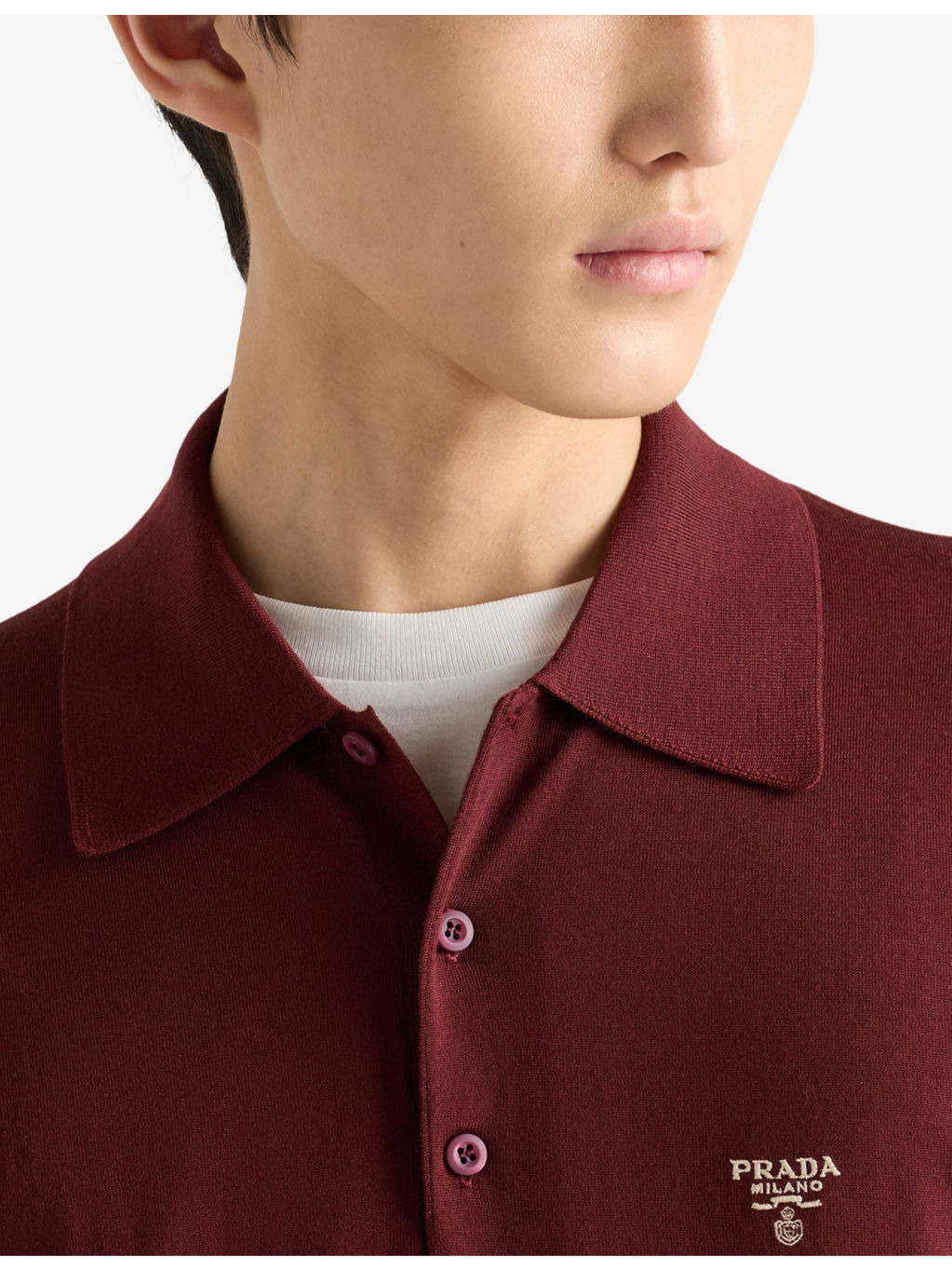 Embroidered-Logo Superfine Wool Polo Shirt - 5