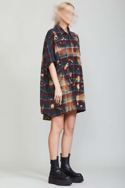 R13 BLEACHED PLAID OVERSIZED BOXY SHIRTDRESS outlook
