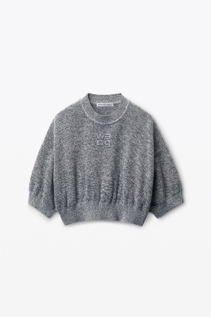 high-frequency logo-embossed cropped tee in cotton-wool 1