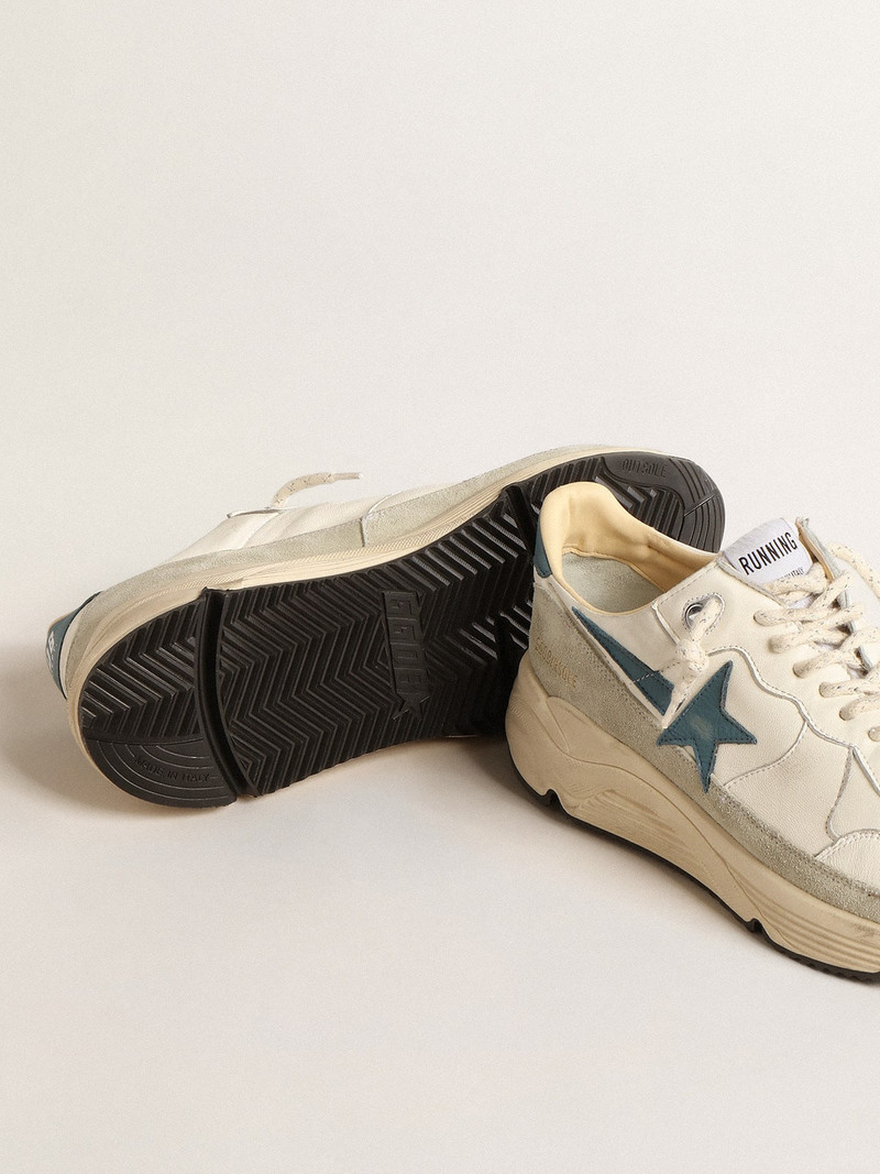 Running Sole in nappa with blue leather star and suede insert 4