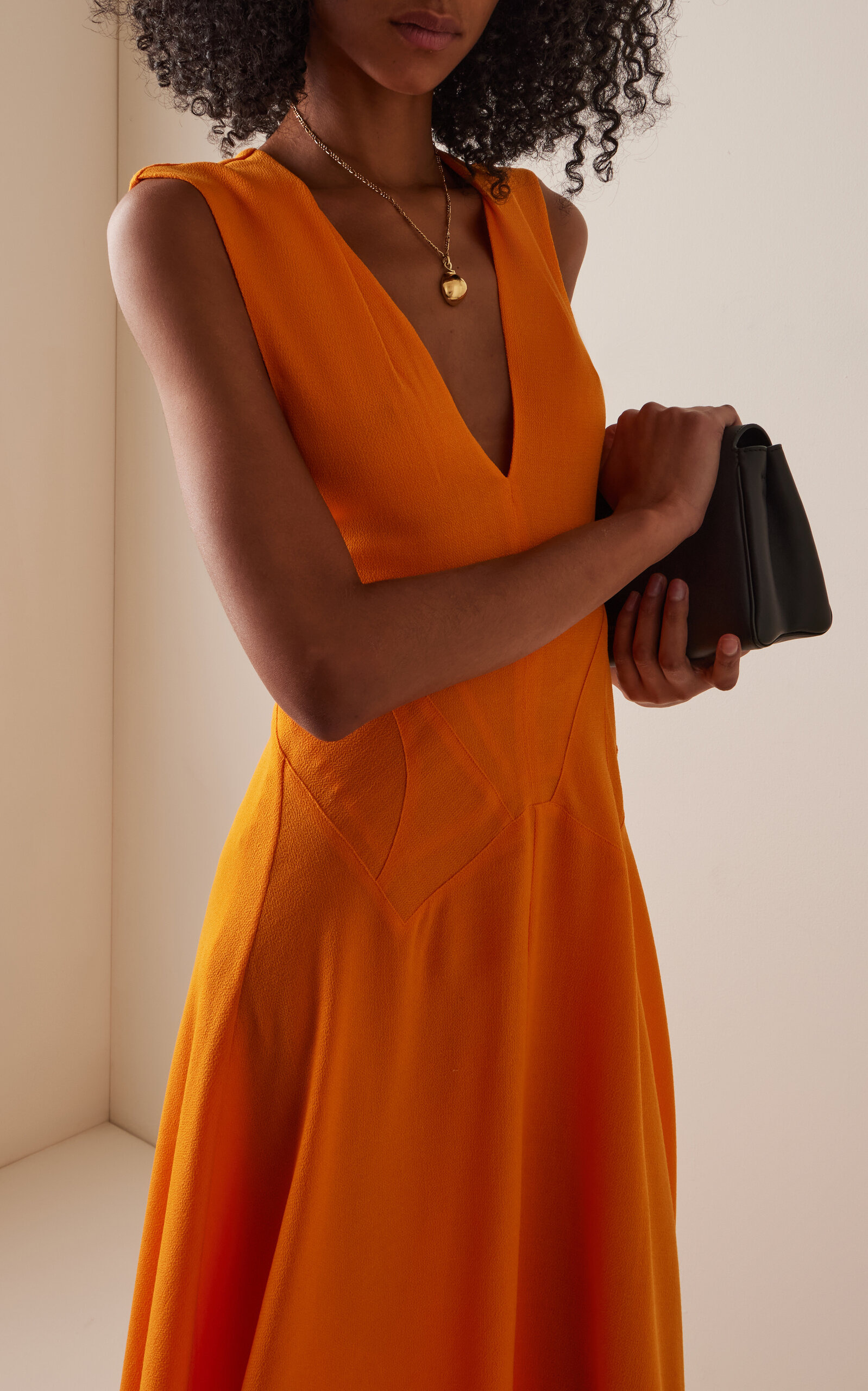 Ambre Wool Crepe Maxi Dress orange - 3