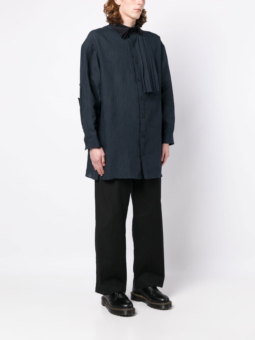 pleated-detail cotton shirt - 3