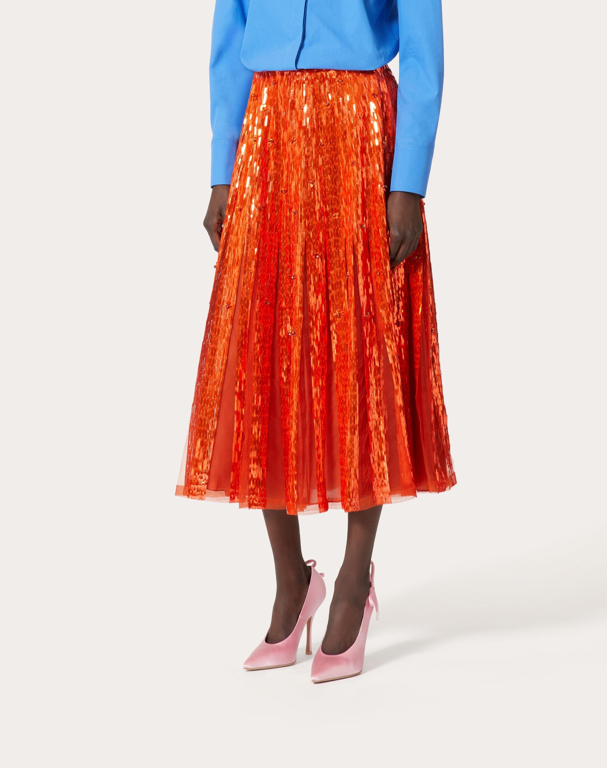TULLE ILLUSIONE EMBROIDERED MIDI SKIRT - 3