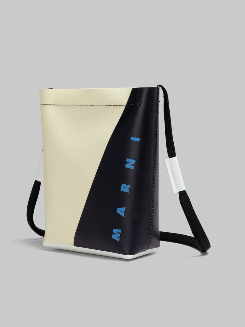 WHITE AND BLACK TRIBECA CROSSBODY BAG WITH SHOELACE STRAP 5