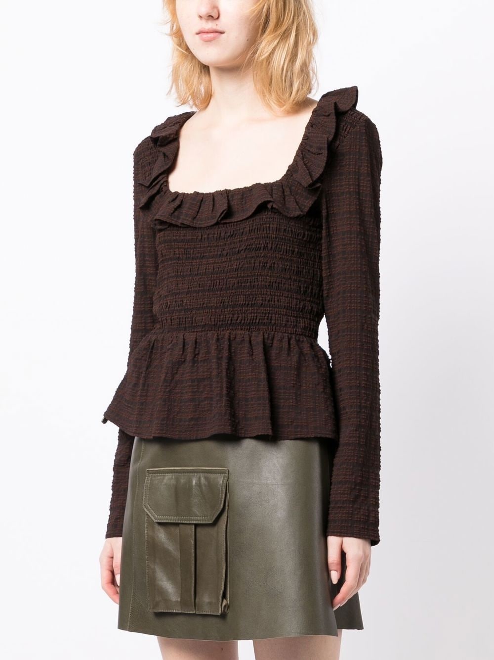 smocked seersucker blouse - 3