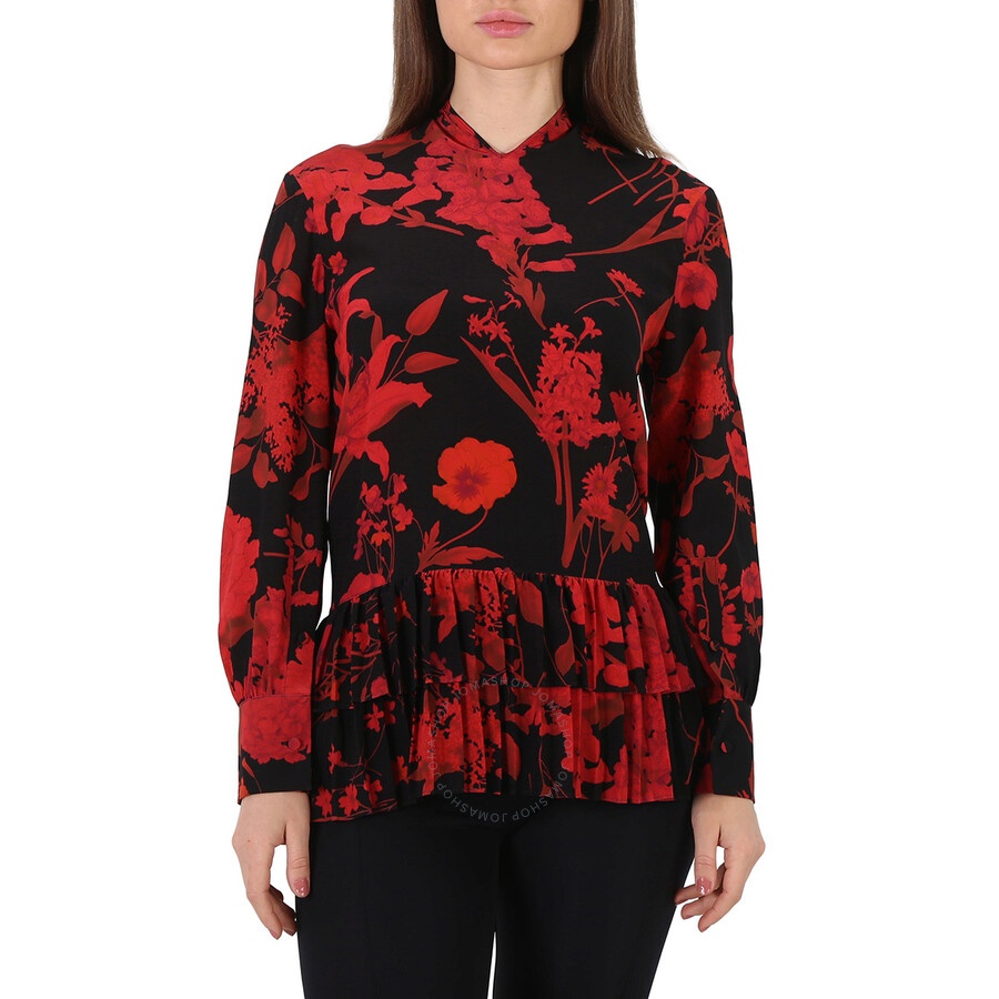 Valentino Floral Print Pleated Trim Blouse - 3