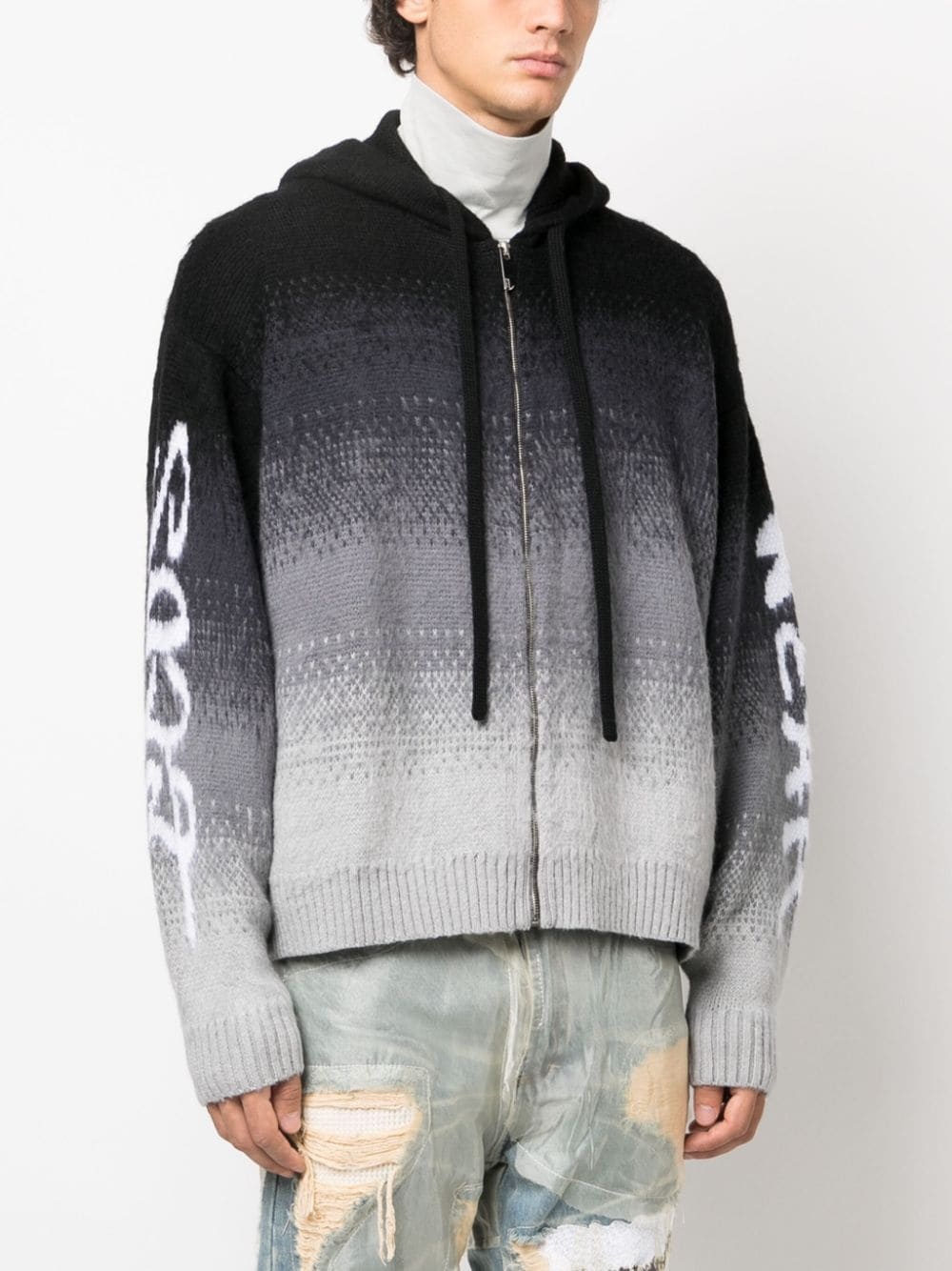 intarsia-knit hooded jacket - 3