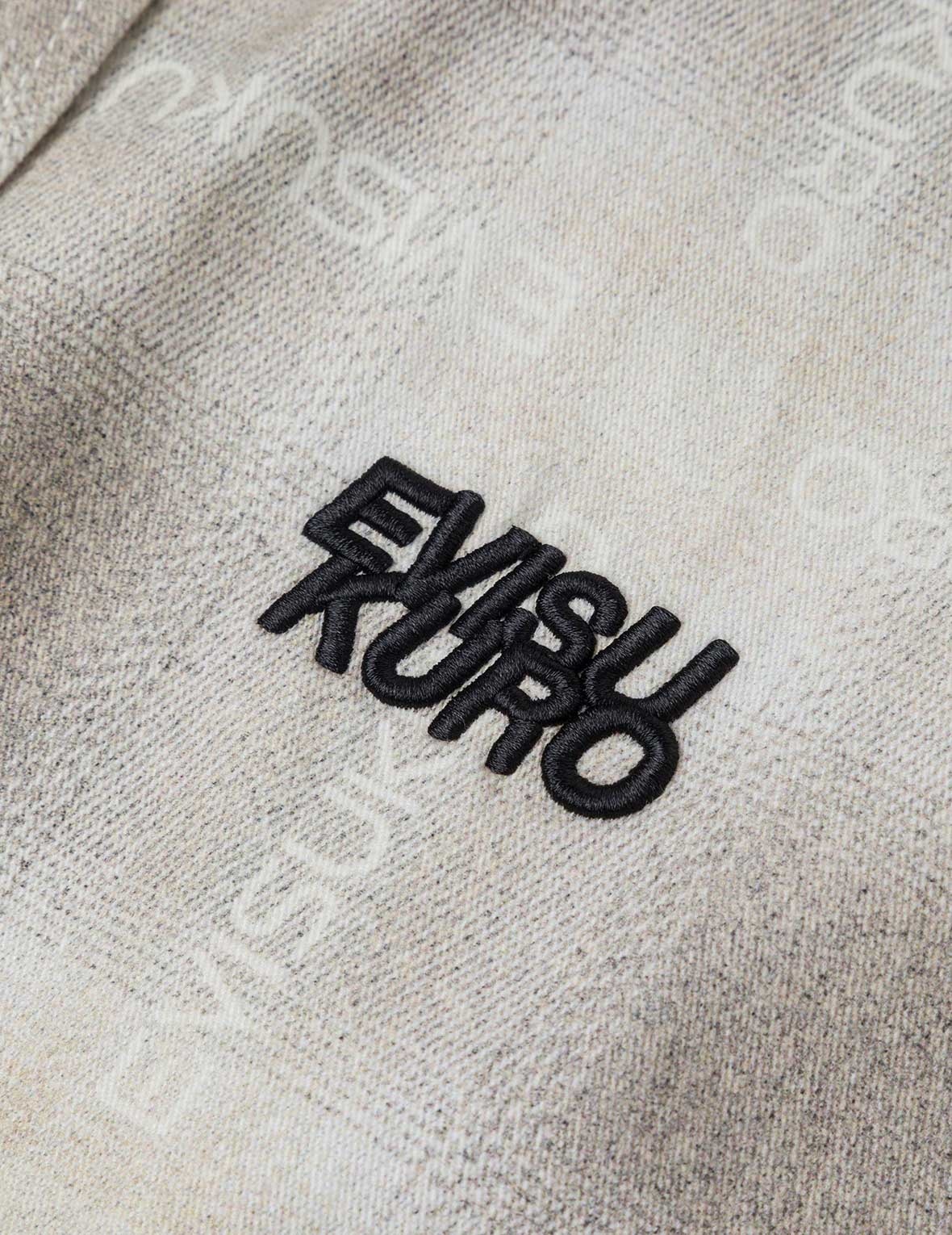 Allover Logo Print Distressed Oversized Check Shirt - 8