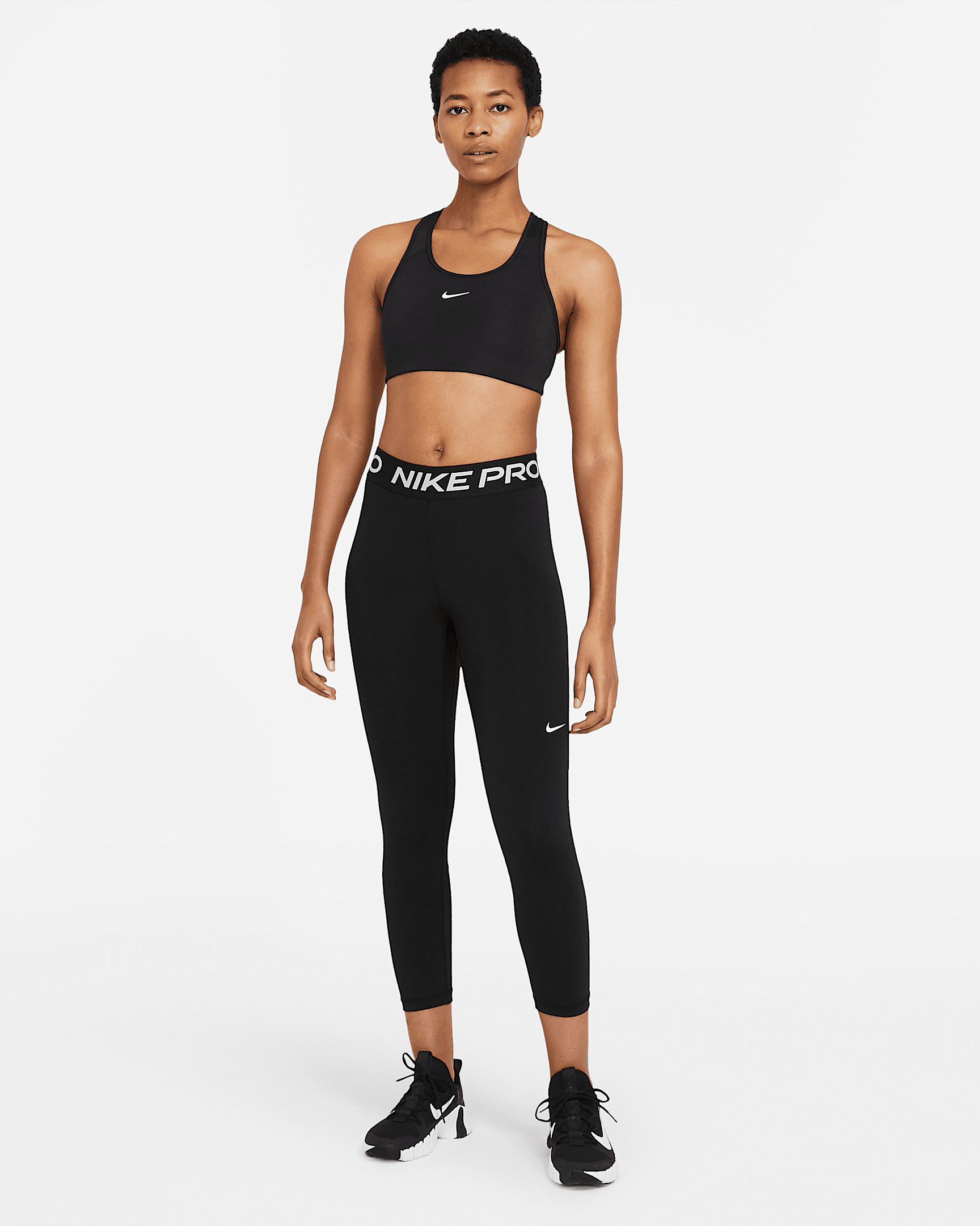Nike Pro Women's Mid-Rise Crop Mesh Panel Leggings - 6