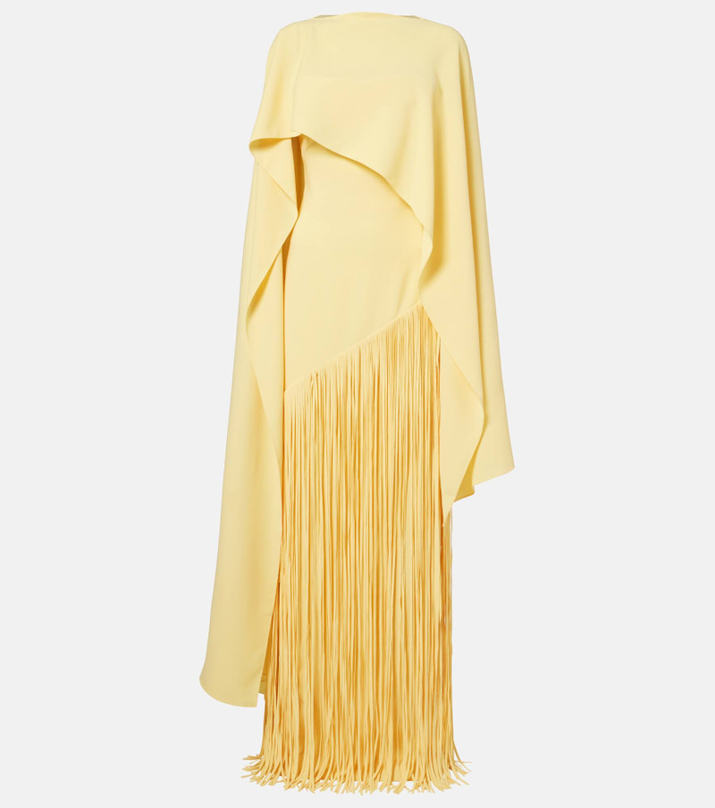 Giselle fringed caped crêpe gown 1