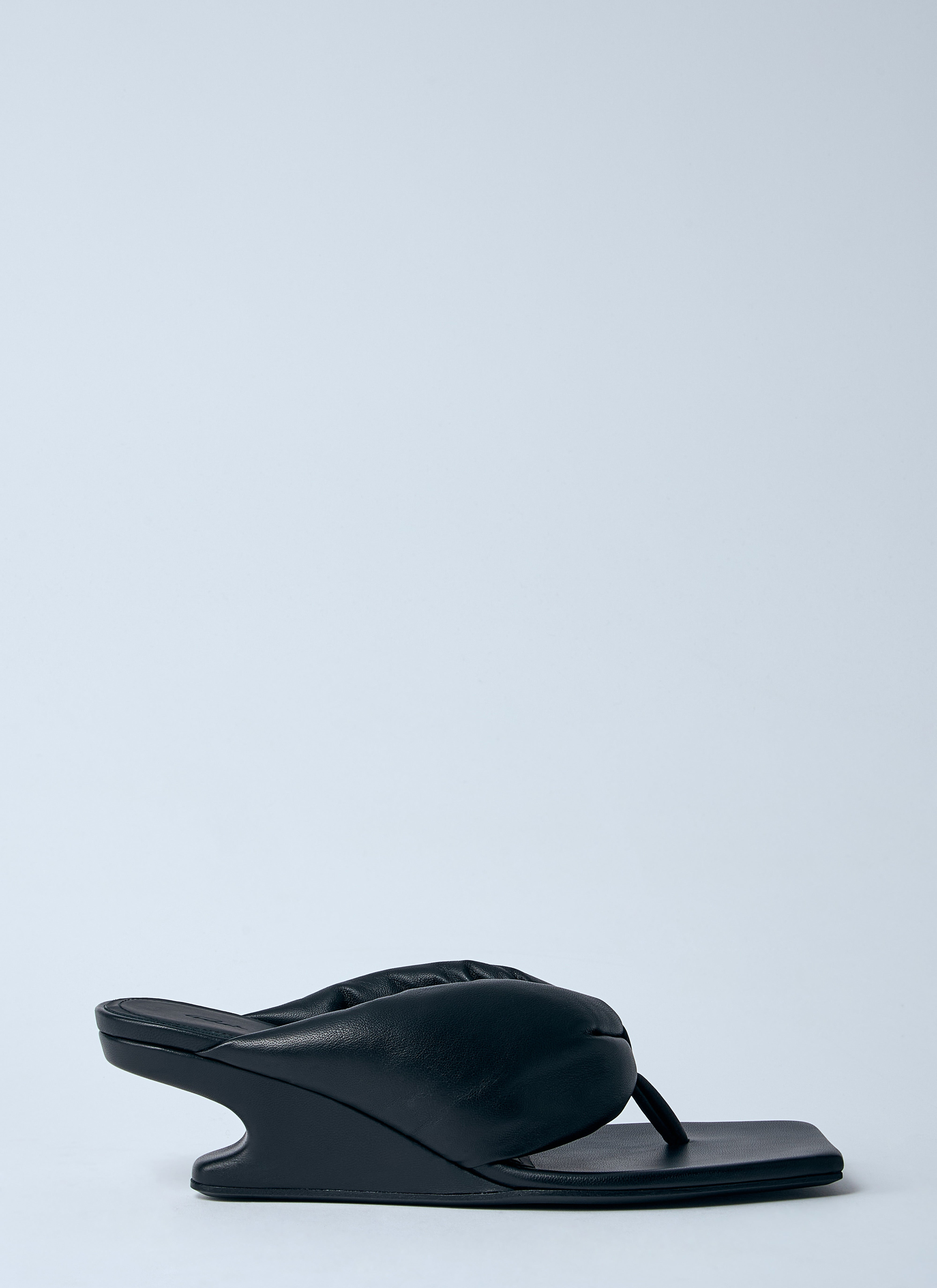 Rick Owens Women Leather Thong Wedge Sandals - 7