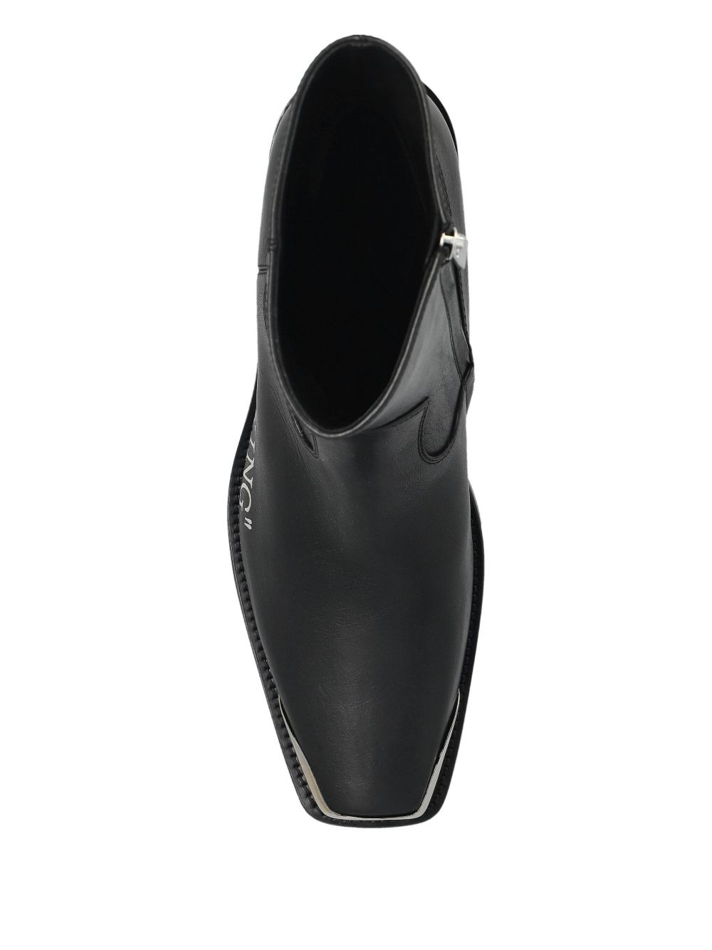 block-heel leather boots - 4