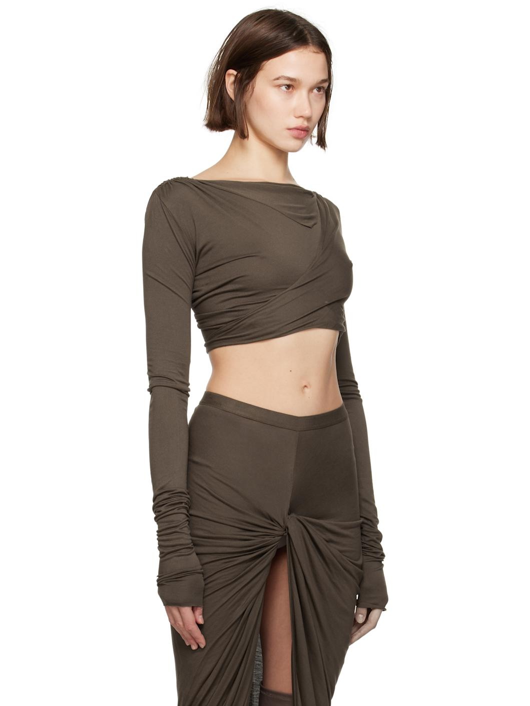 Taupe Porterville Jade LS Crop T-shirt - 2