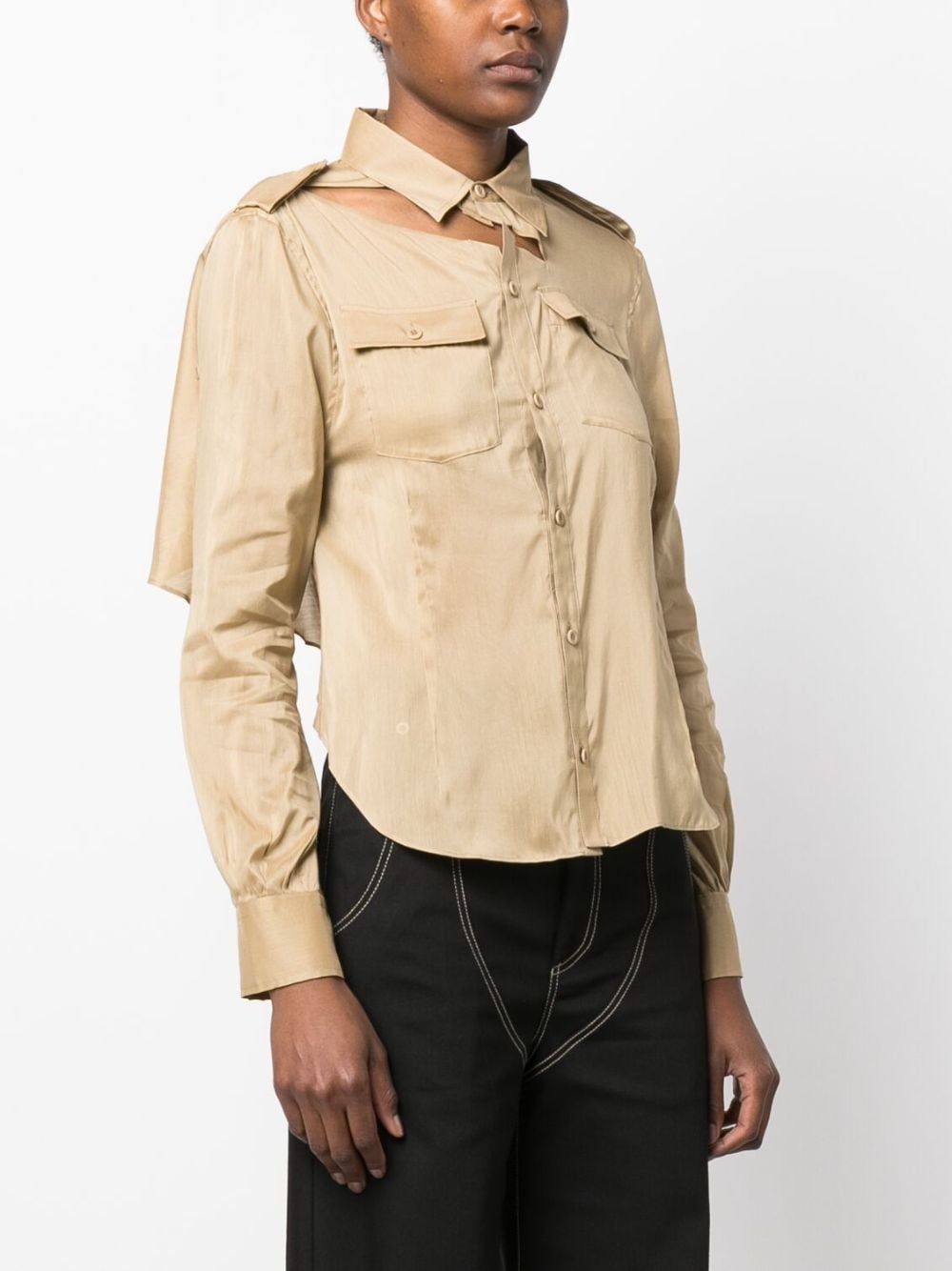 open-back cotton-silk blend shirt - 3
