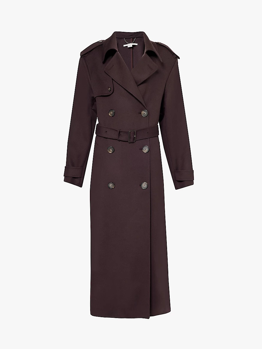 Double-breasted belted wool coat - 1