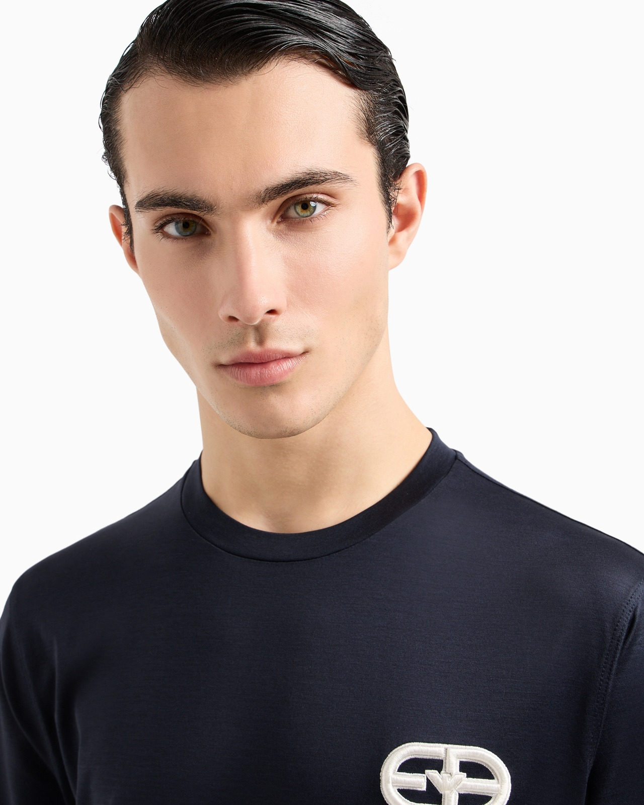 Lyocell-blend jersey T-shirt with ASV EA logo raised embroidery - 5