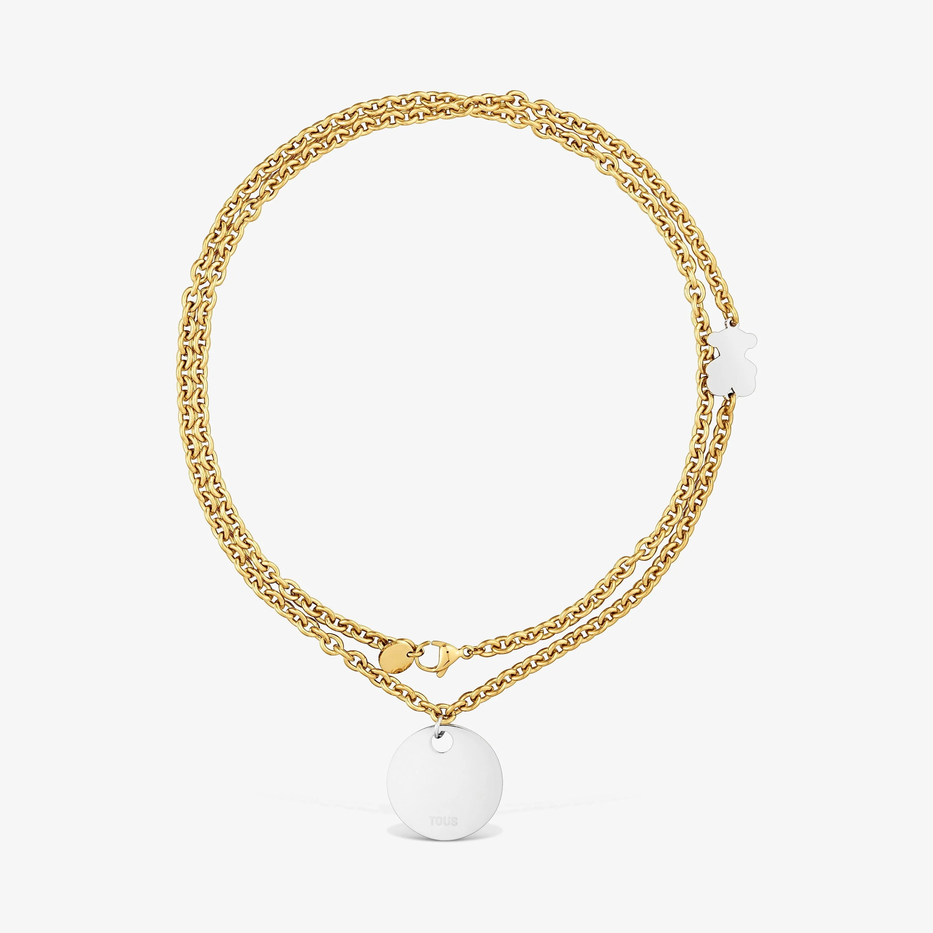 Long two-tone steel chain Necklace with medallion charm TOUS Charming - 1