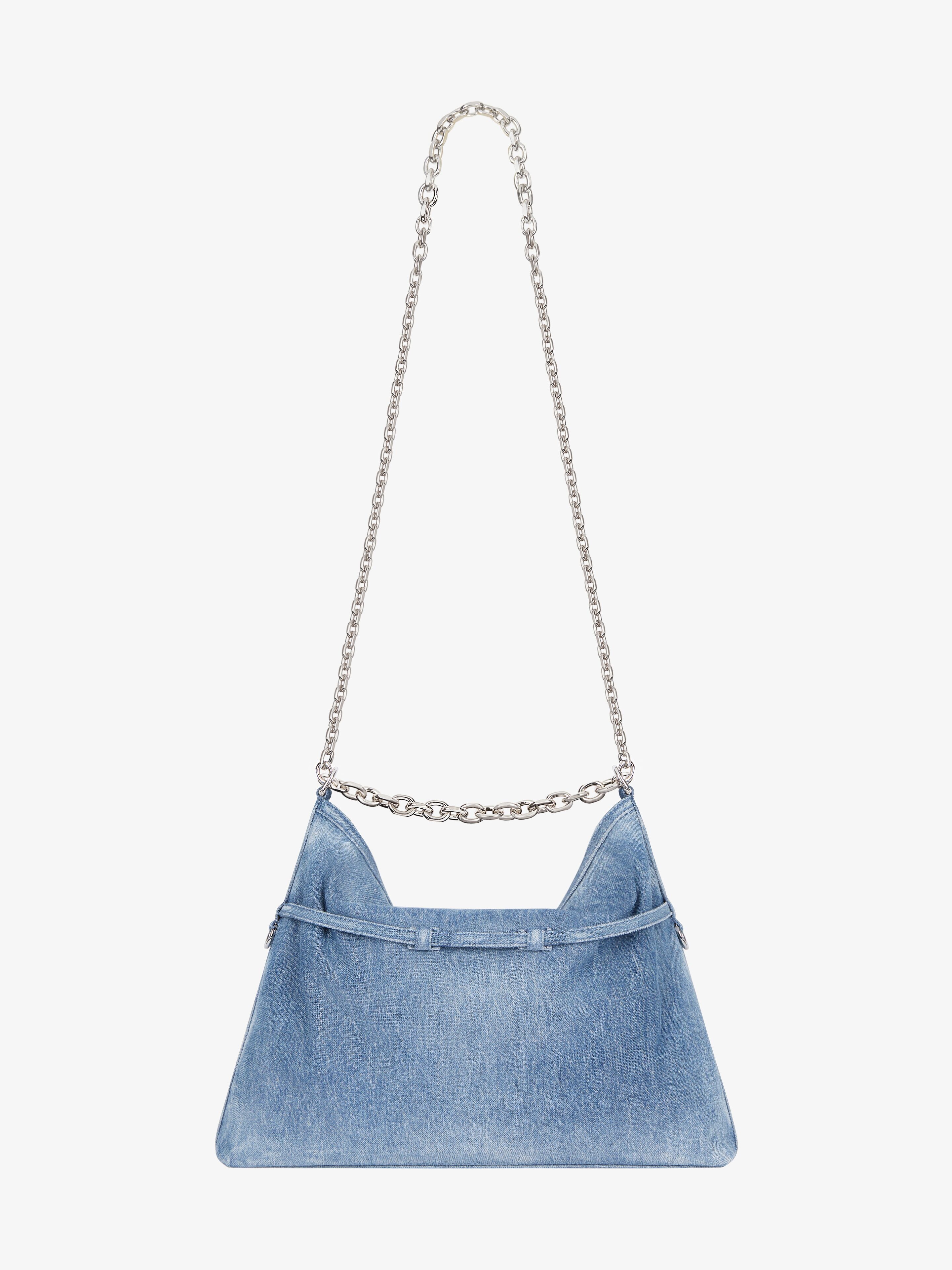 MEDIUM VOYOU CHAIN BAG IN WASHED DENIM - 4