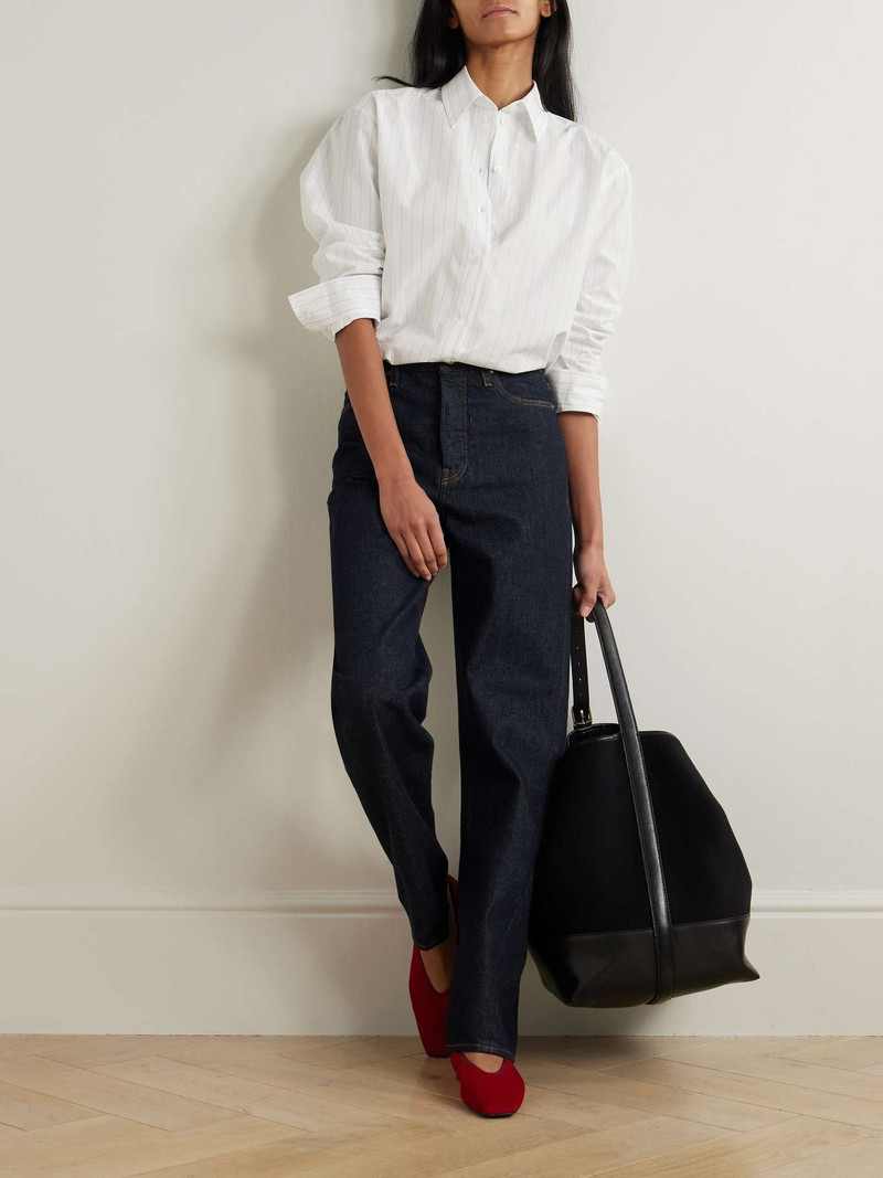 TOTEME Striped organic cotton-poplin shirt White outlook