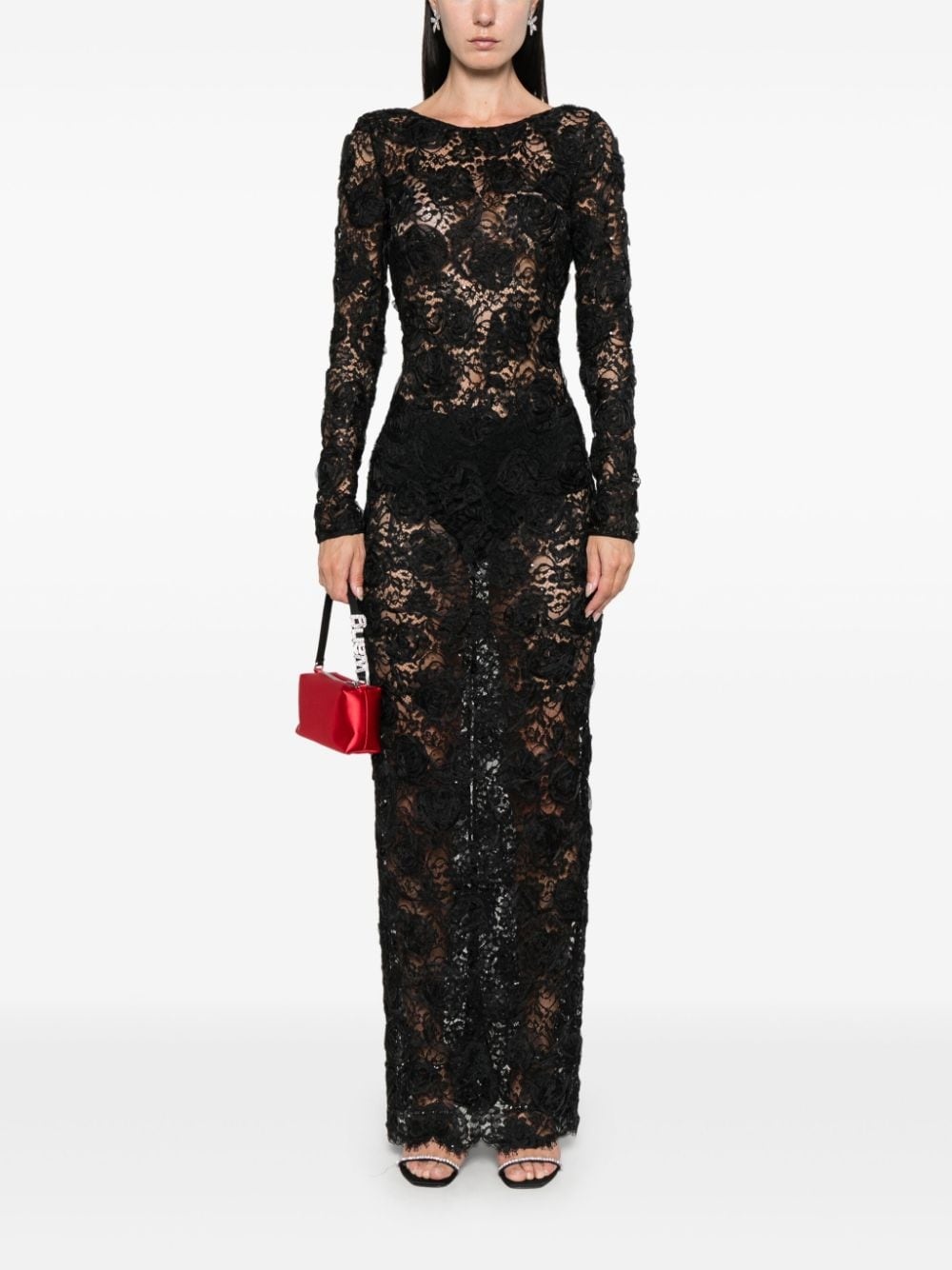 sequin-embellished floral-appliqué maxi dress - 2