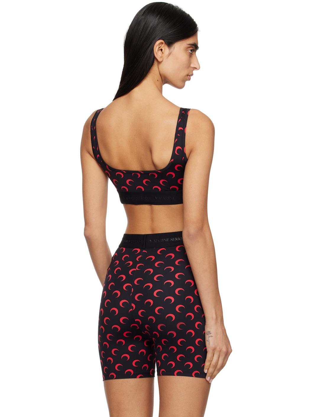 SSENSE Exclusive Black & Red Moon Printed Jersey Sport Bra - 3