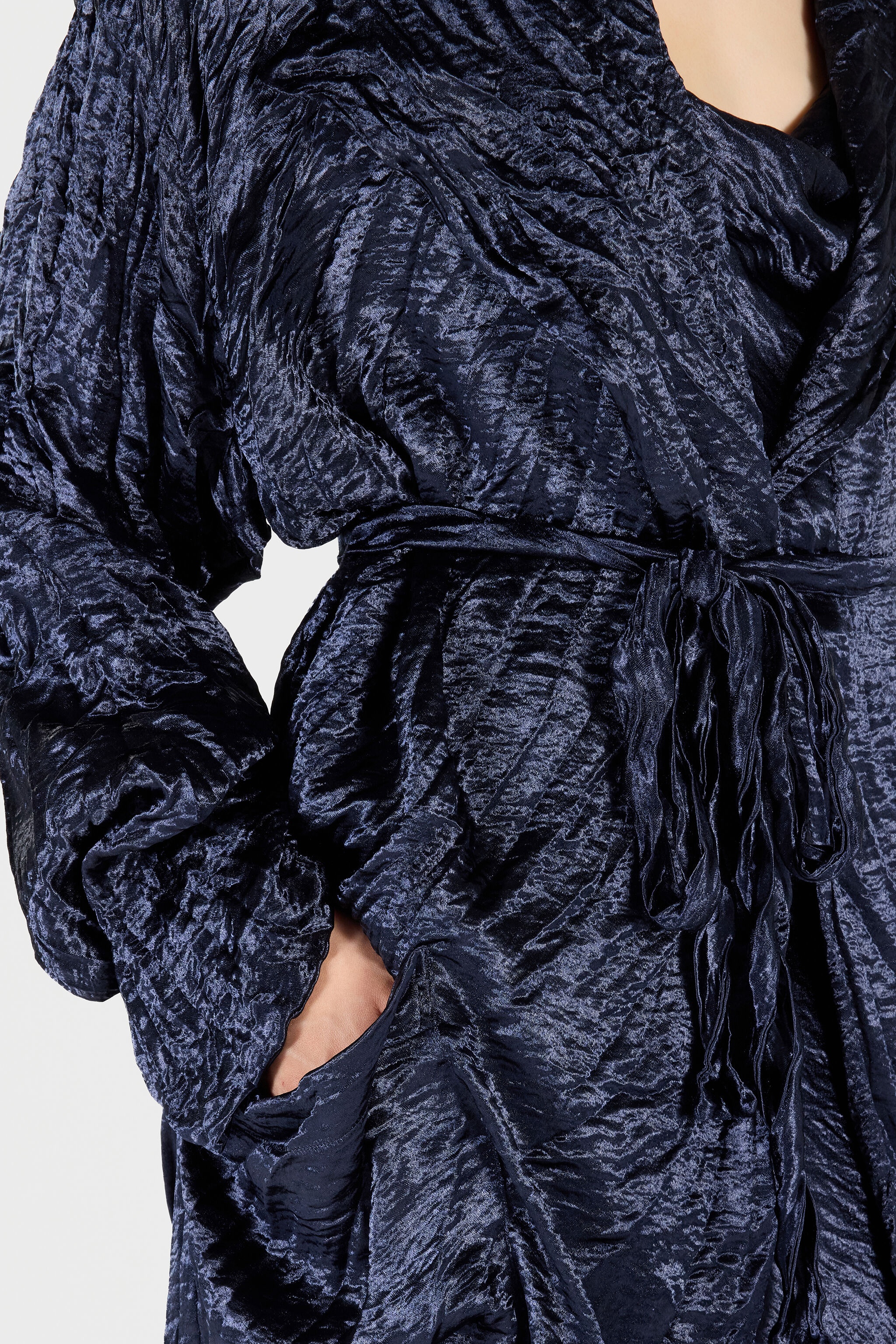Crinkle Effect Belted Jacket - 6