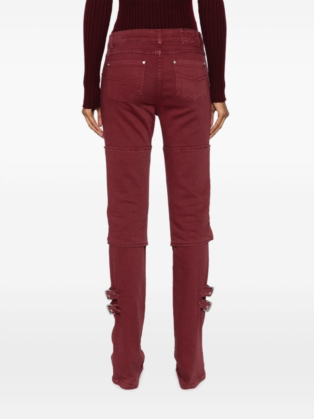 buckle-embellished cut-out jeans - 4