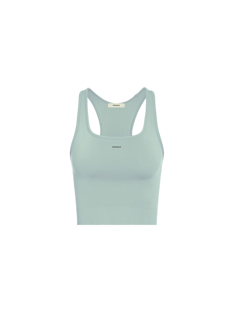 Women's Plant-Stretch Compressive Ribbed Tank Top - Eucalyptus Blue 1