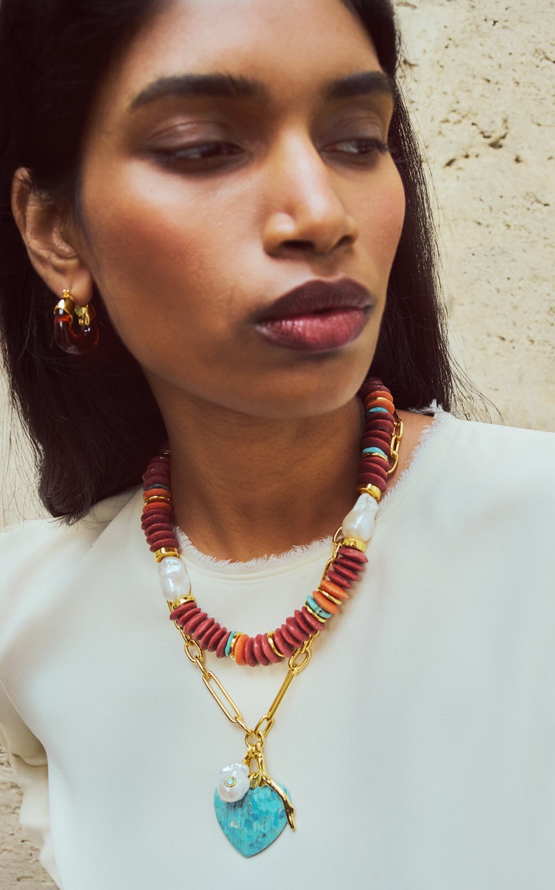LIZZIE FORTUNATO Umi Necklace In Rust multi outlook