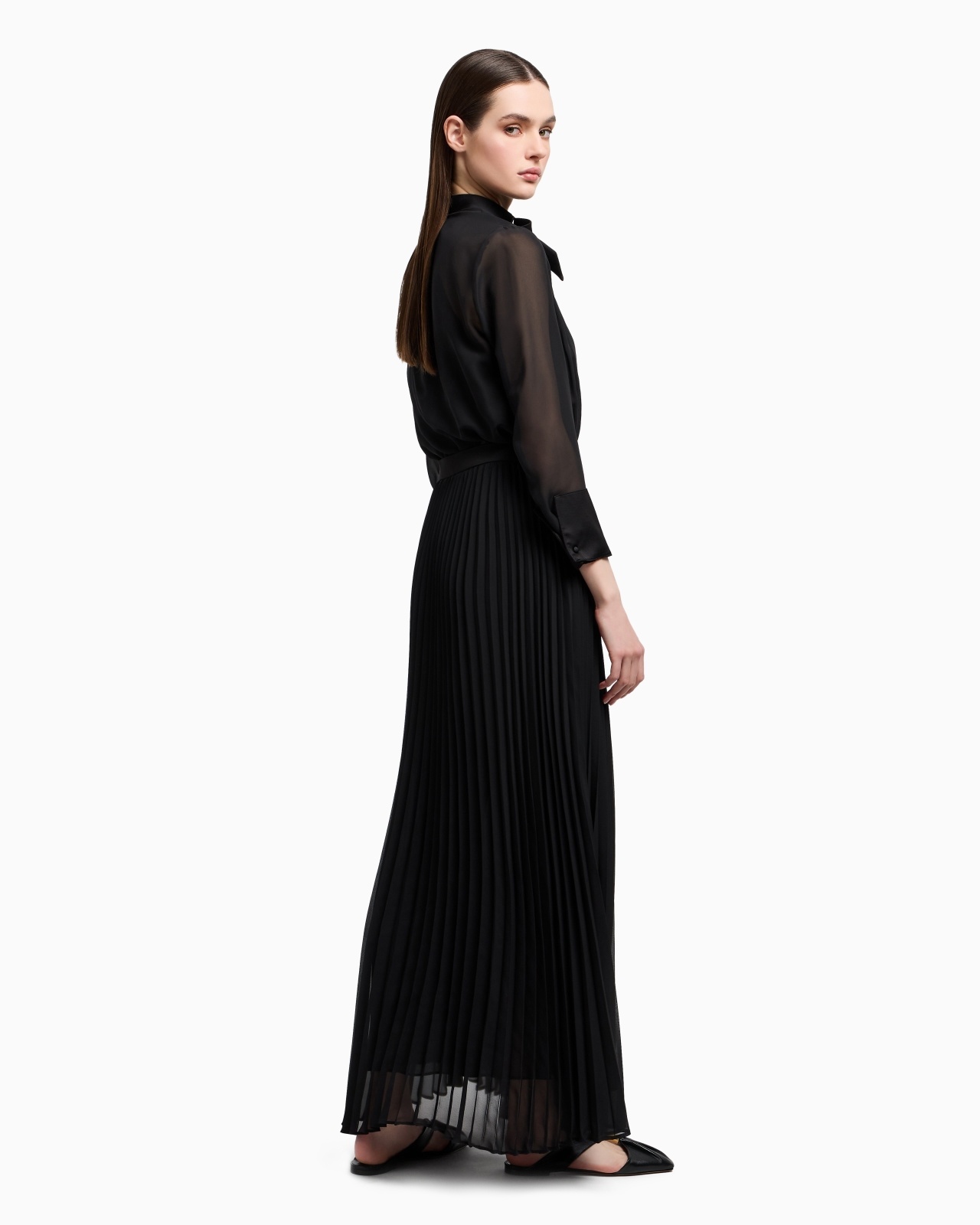TECHNICAL GEORGETTE TWO-PIECE EFFECT LONG DRESS - 3