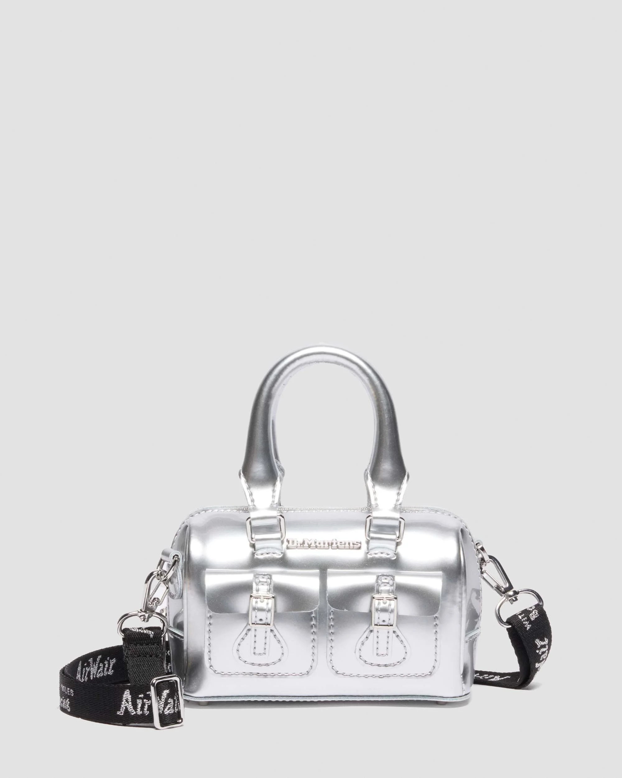 Mini Top Handle Bag Silver Patent Leather Bag - 1