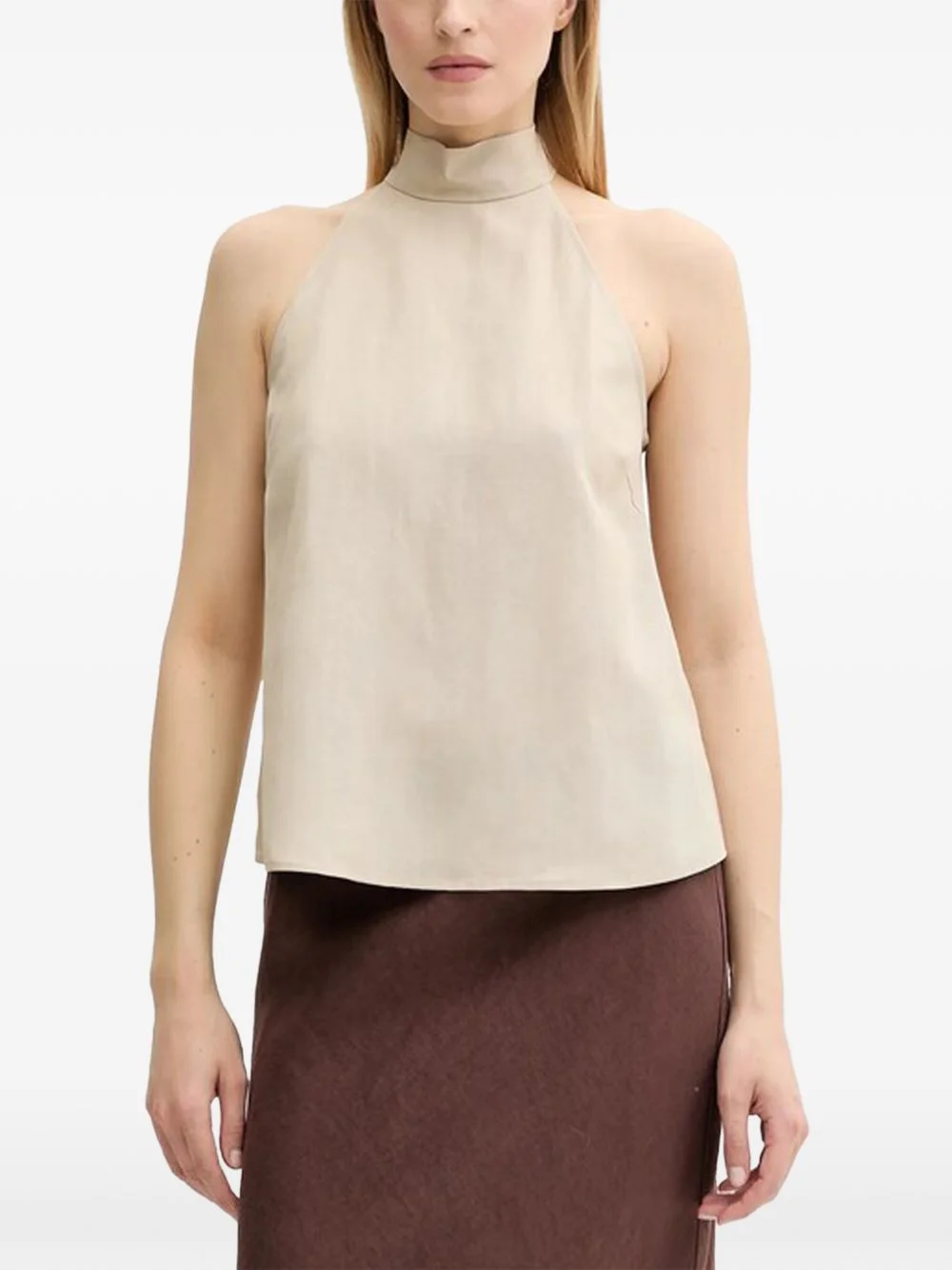 high-neck tie top - 1