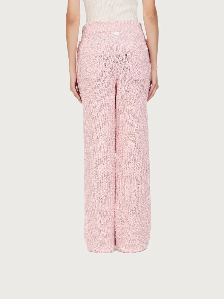 COTTON BOUCLÉ KNITTED PANTS - 4