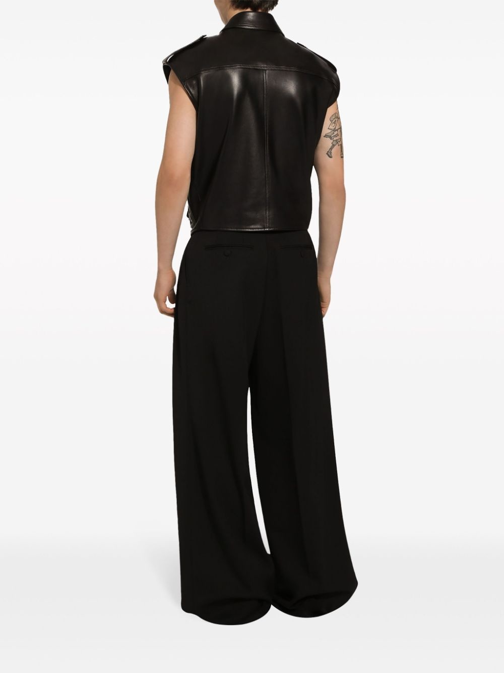 biker leather gilet - 4