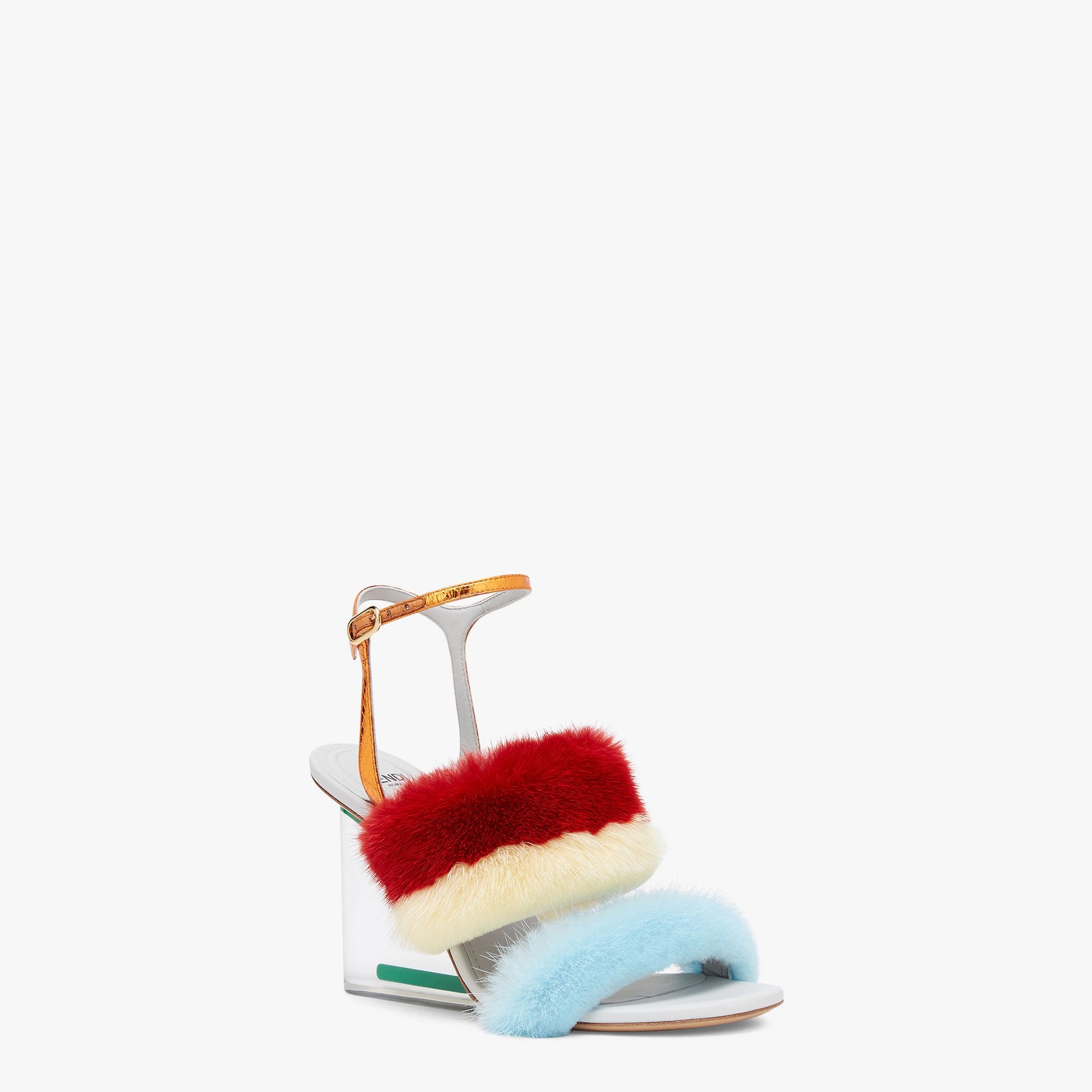 Light blue mink high-heeled sandals - 2
