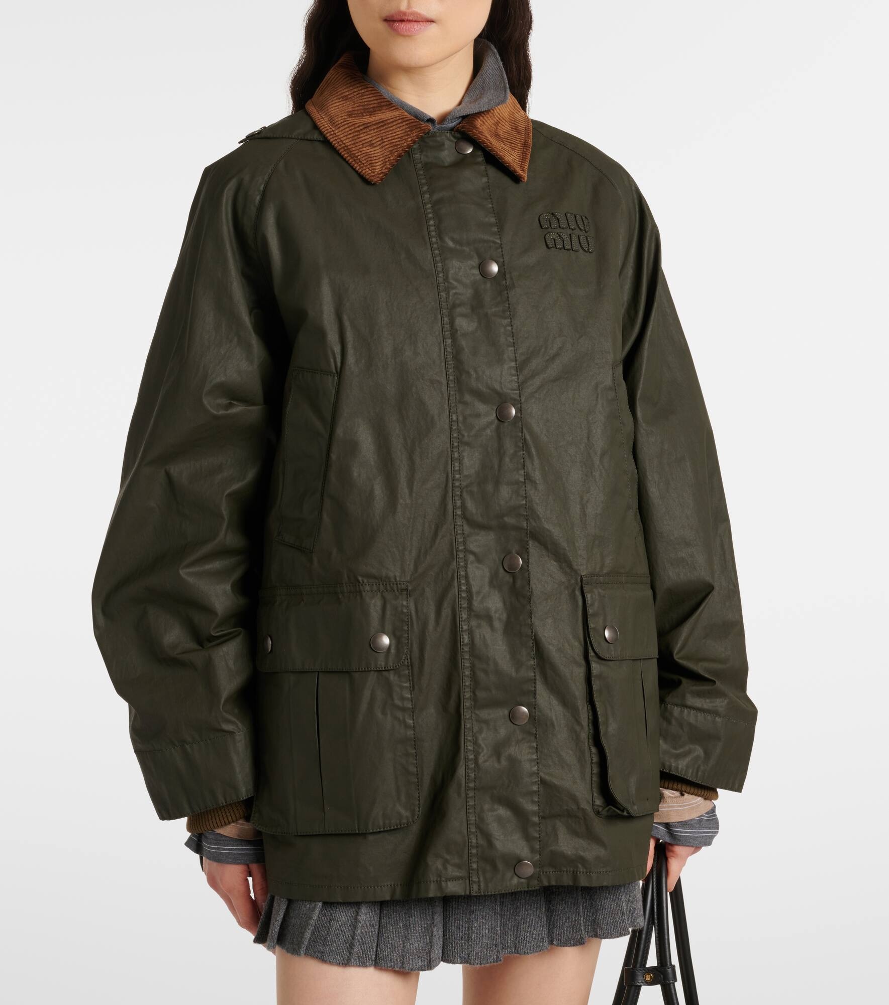 Corduroy-trimmed poplin jacket - 7