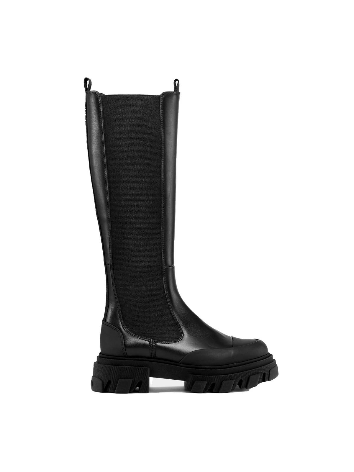 ブーツその他 Cleated High Chelsea Boots - Ganni - Synthetic Leather - Bla GANNI Women's Cleated High Chelsea Boot in Black GANNI