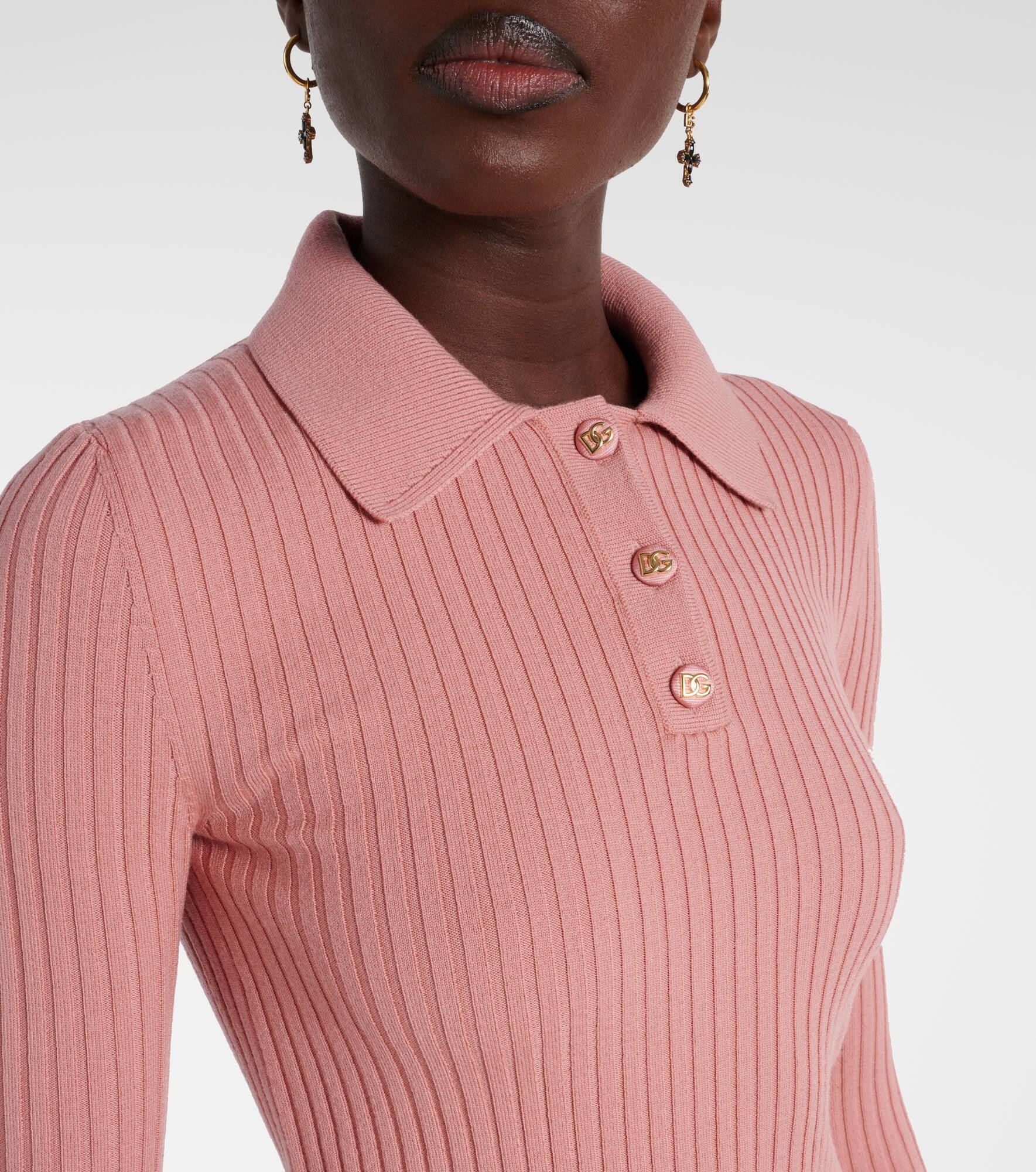 Ribbed-knit wool-blend polo sweater - 4