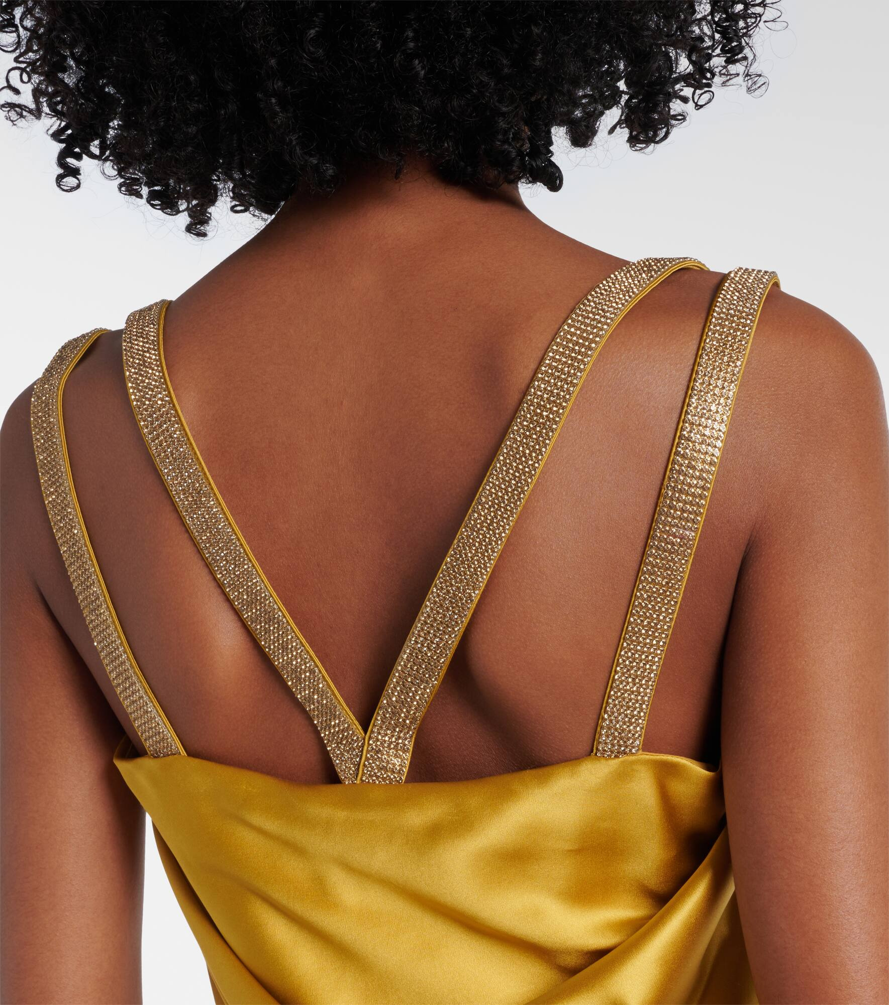 Safety Pin embellished silk satin gown - 6